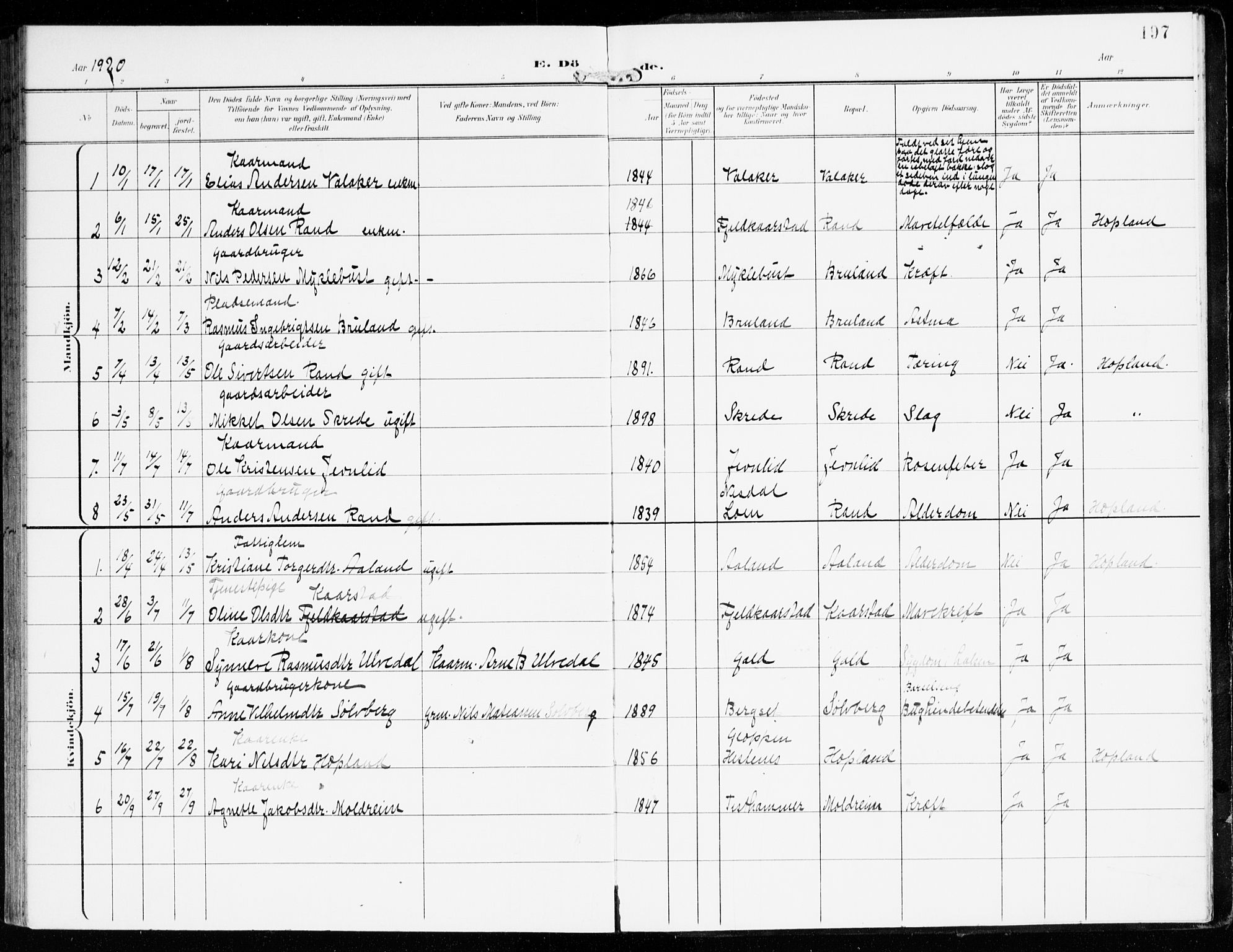 Innvik sokneprestembete, AV/SAB-A-80501: Parish register (official) no. D 2, 1900-1921, p. 197