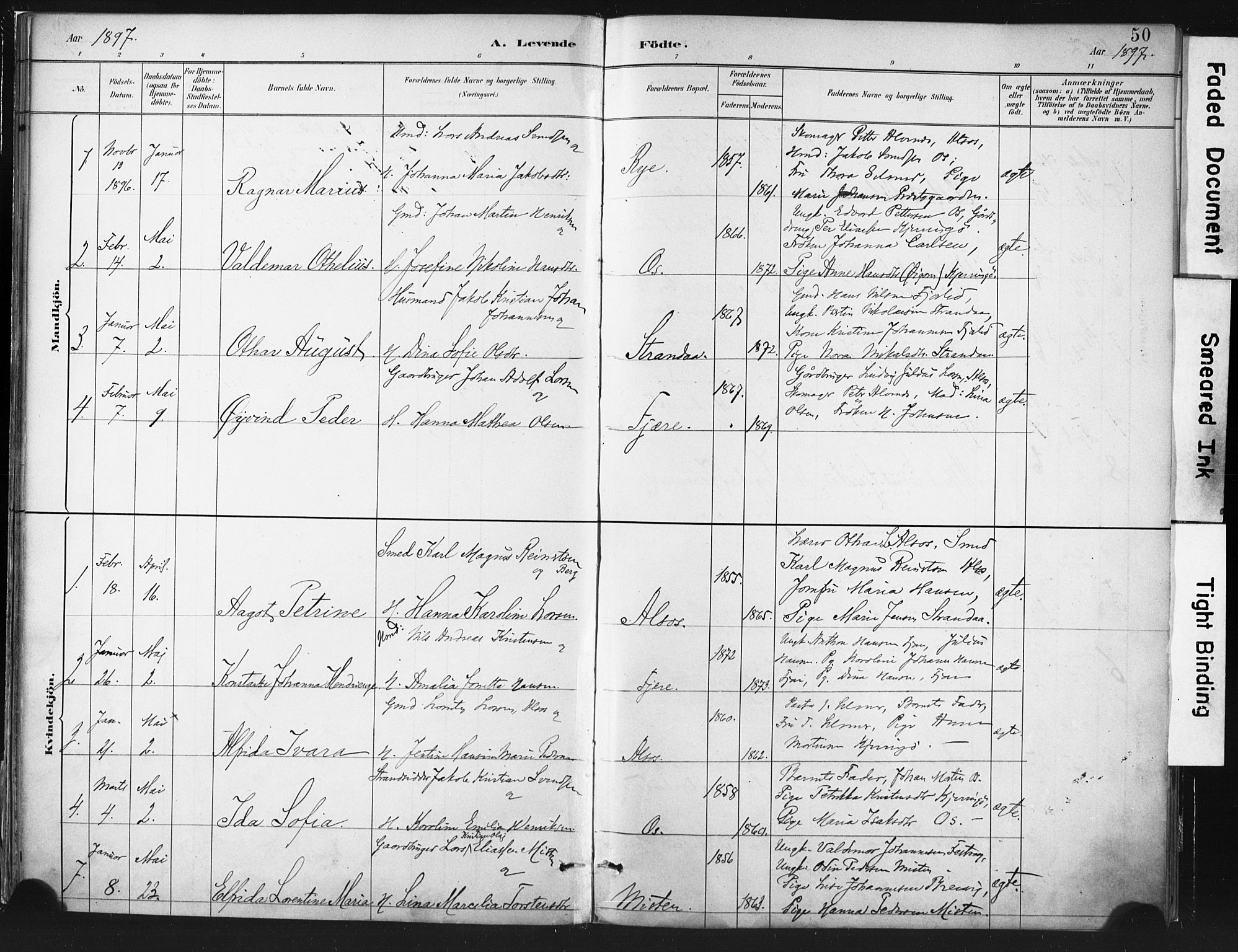 Ministerialprotokoller, klokkerbøker og fødselsregistre - Nordland, SAT/A-1459/803/L0071: Parish register (official) no. 803A01, 1881-1897, p. 50