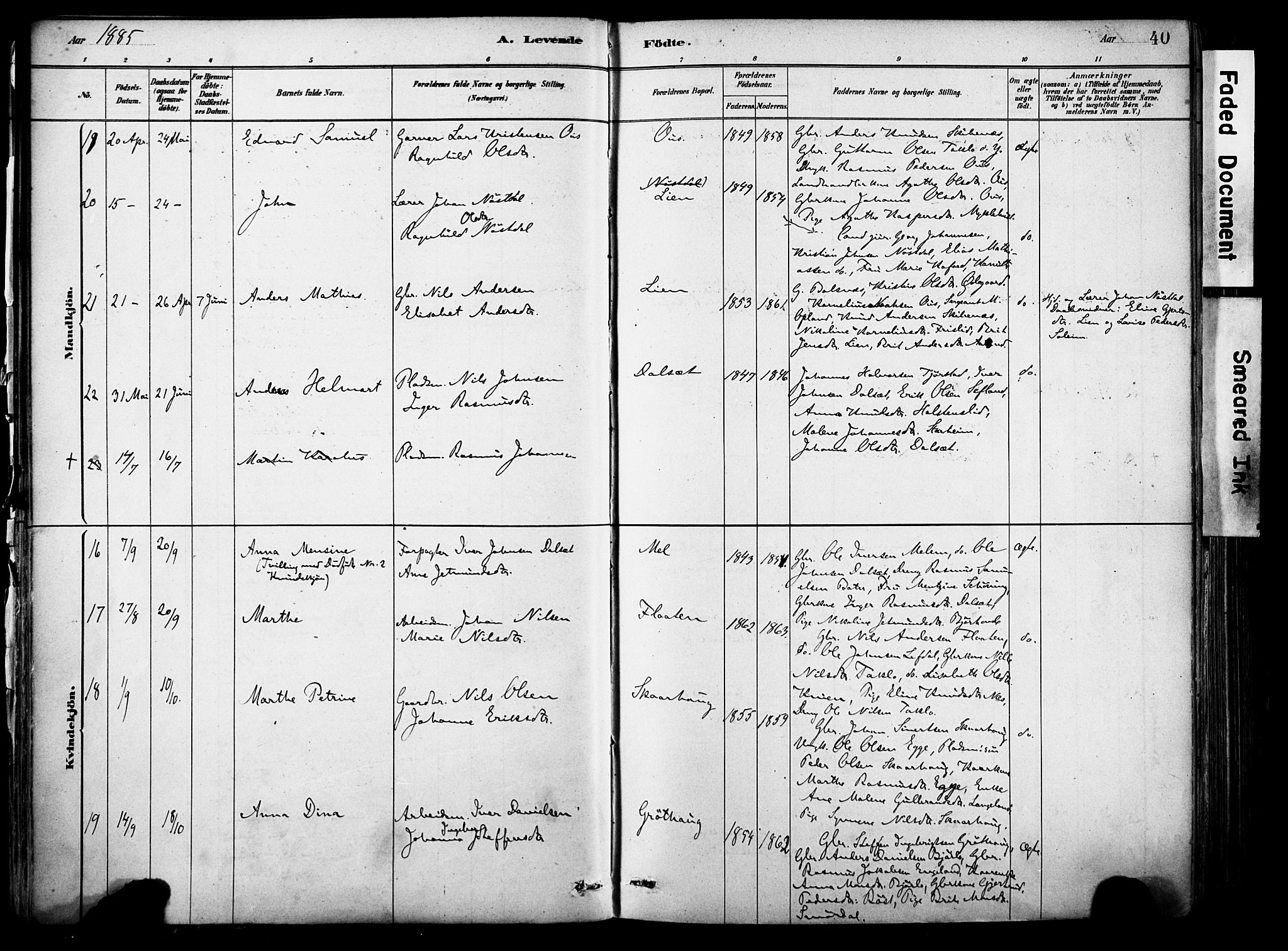 Eid sokneprestembete, AV/SAB-A-82301/H/Haa/Haab/L0001: Parish register (official) no. B 1, 1879-1906, p. 40