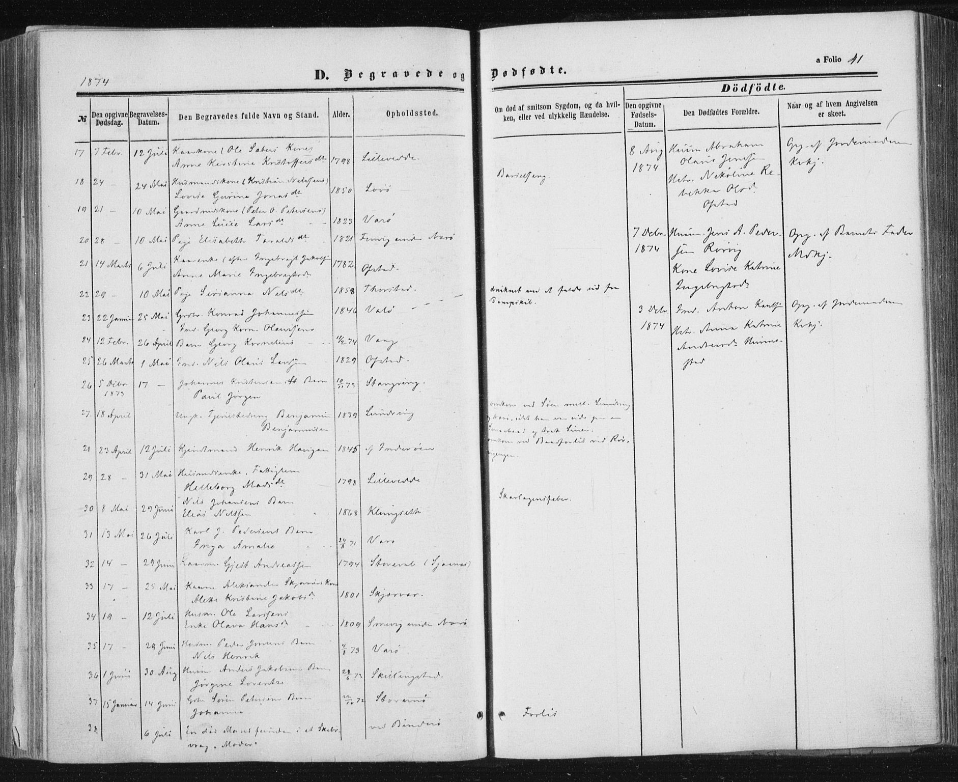 Ministerialprotokoller, klokkerbøker og fødselsregistre - Nord-Trøndelag, SAT/A-1458/784/L0670: Parish register (official) no. 784A05, 1860-1876, p. 41