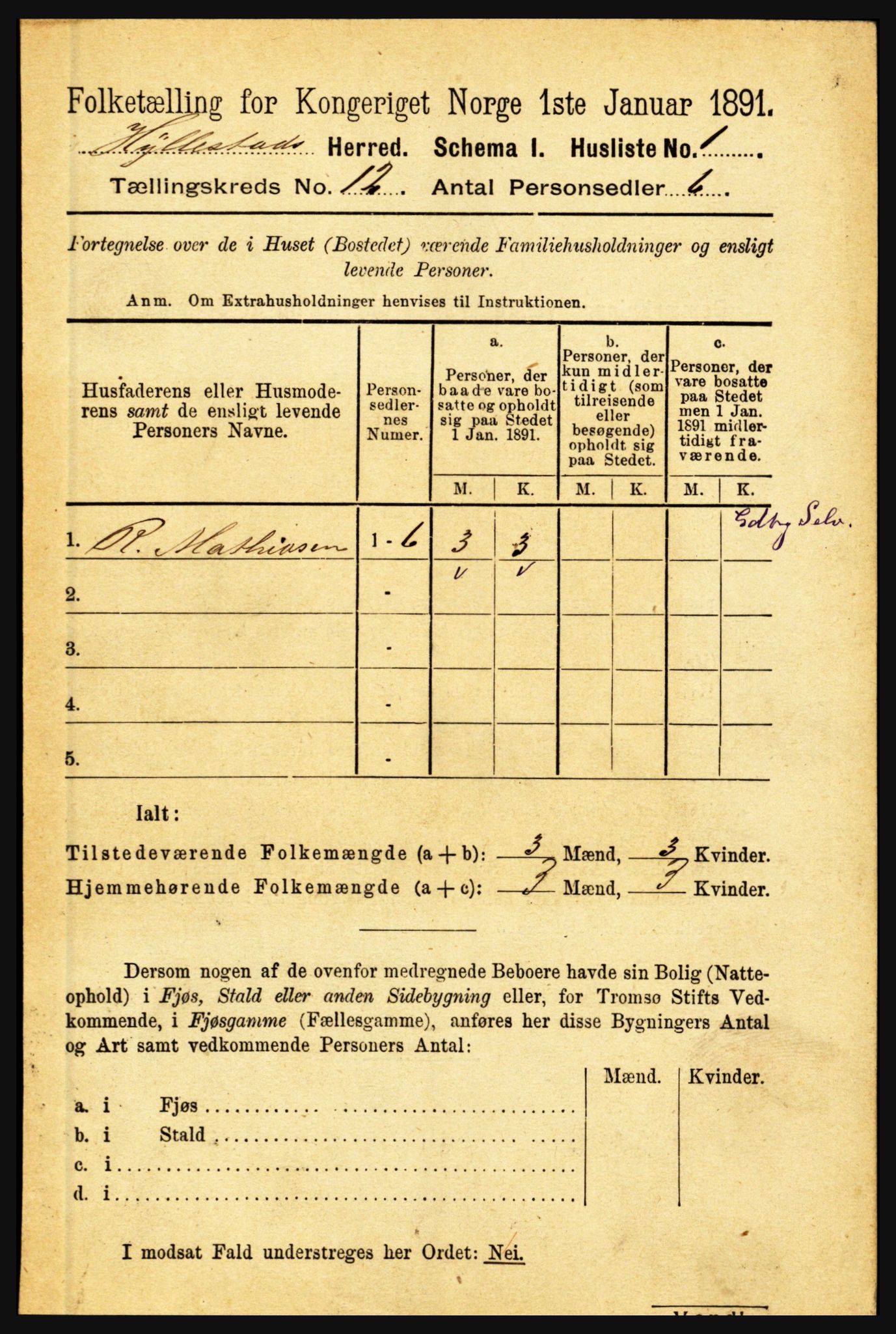 RA, 1891 census for 1413 Hyllestad, 1891, p. 2228