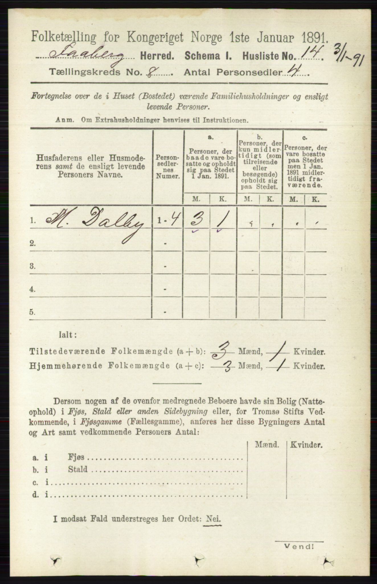 RA, 1891 census for 0524 Fåberg, 1891, p. 3335