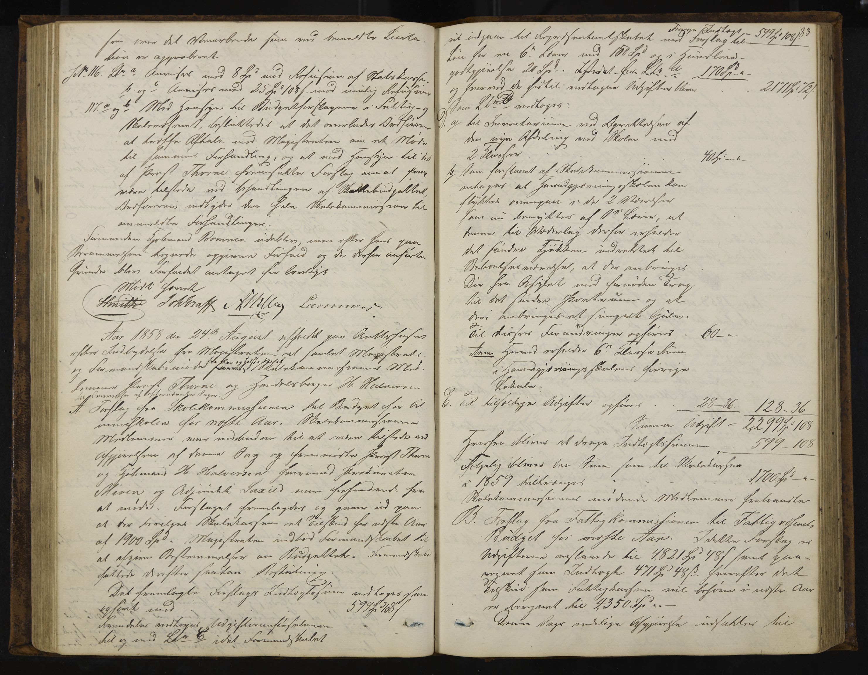 Kongsberg formannskap og sentraladministrasjon, IKAK/0604021-1/A/L0003: Møtebok med register, 1856-1861, p. 83