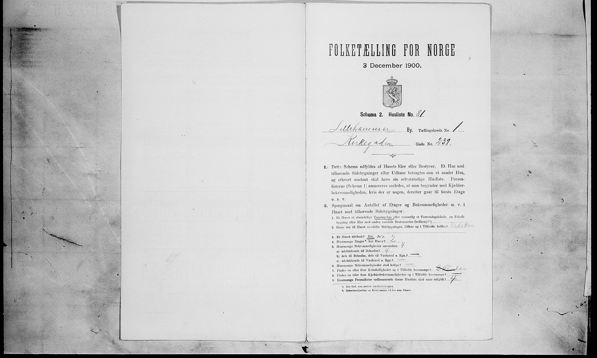 SAH, 1900 census for Lillehammer, 1900, p. 508