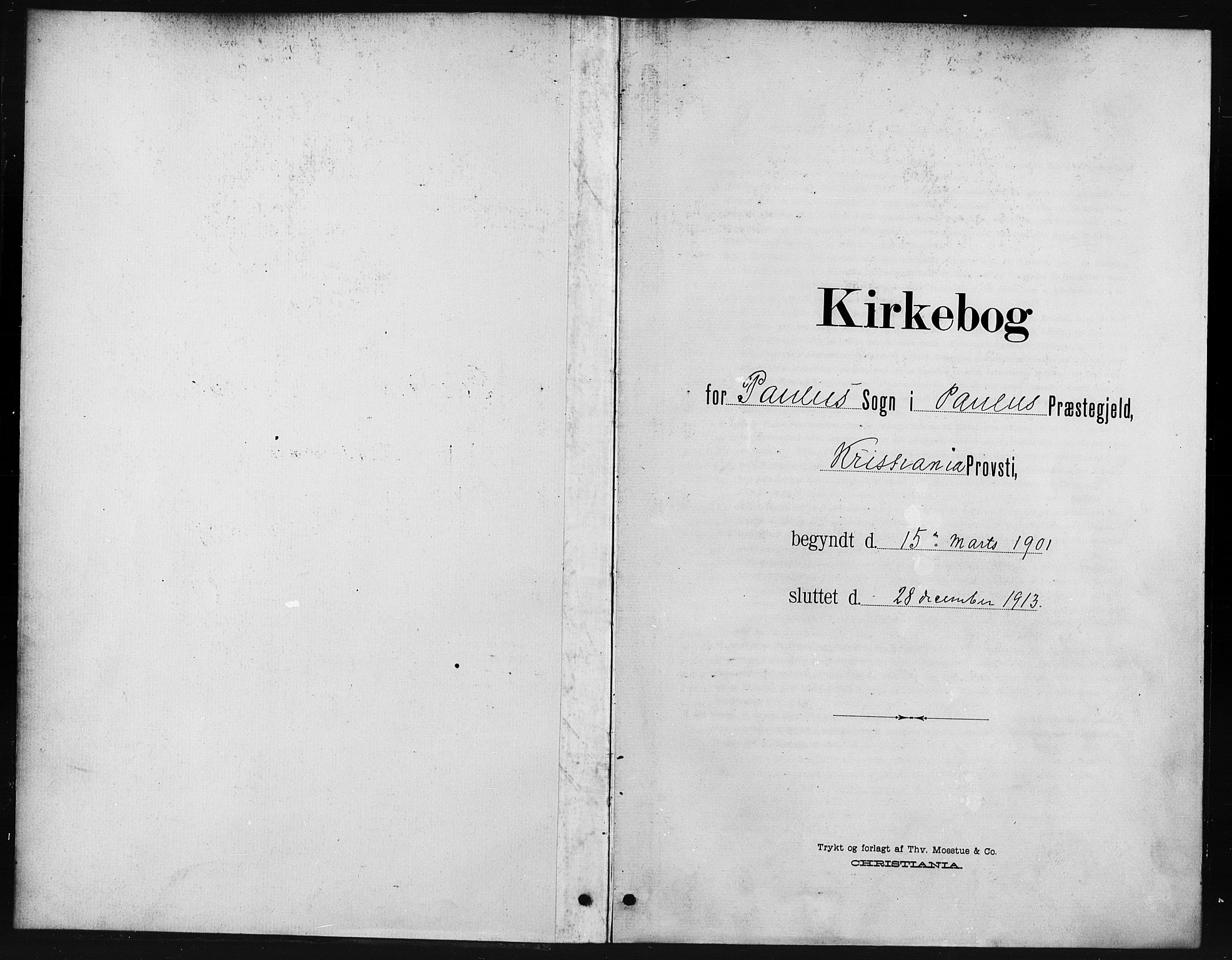 Paulus prestekontor Kirkebøker, SAO/A-10871/I/Ia/L0001: Diary records no. I 1, 1901-1913