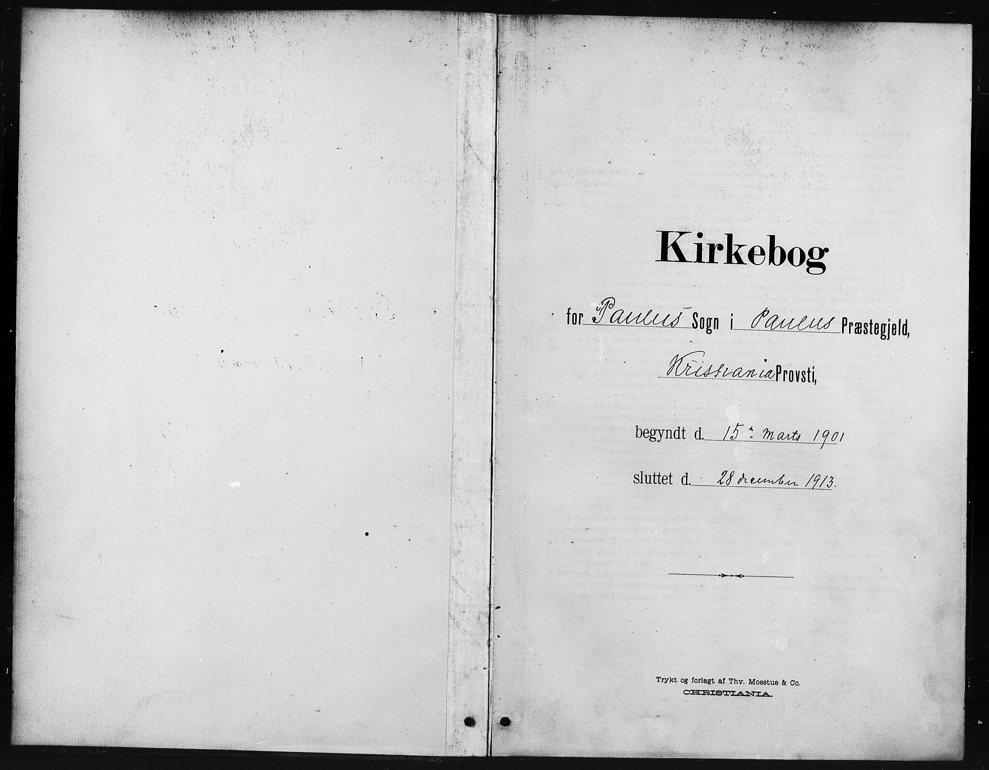 Paulus prestekontor Kirkebøker, AV/SAO-A-10871/I/Ia/L0001: Diary records no. I 1, 1901-1913