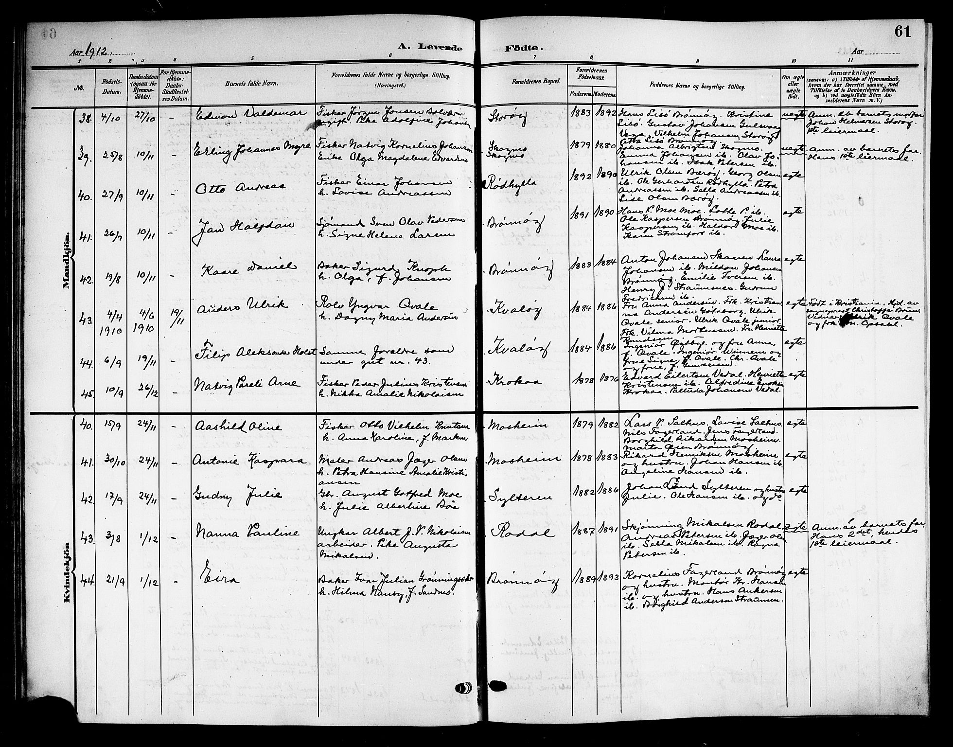 Ministerialprotokoller, klokkerbøker og fødselsregistre - Nordland, SAT/A-1459/813/L0214: Parish register (copy) no. 813C06, 1904-1917, p. 61