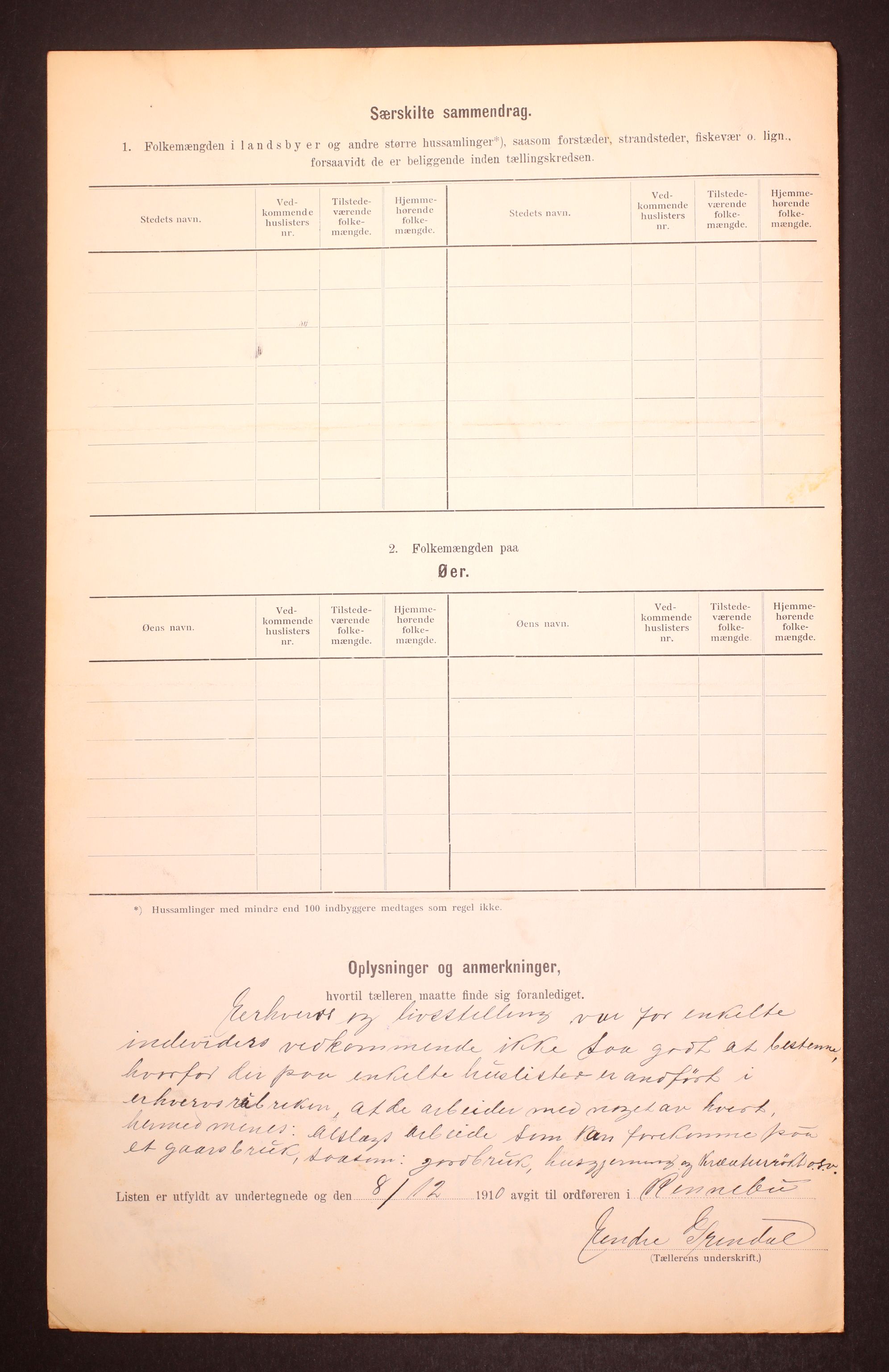 RA, 1910 census for Rennebu, 1910, p. 6