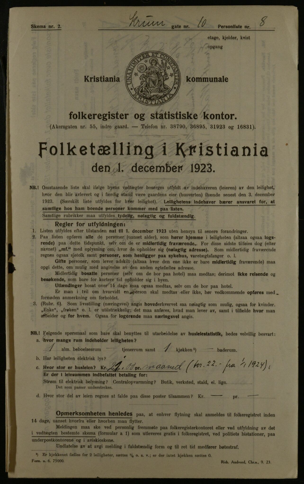 OBA, Municipal Census 1923 for Kristiania, 1923, p. 61493