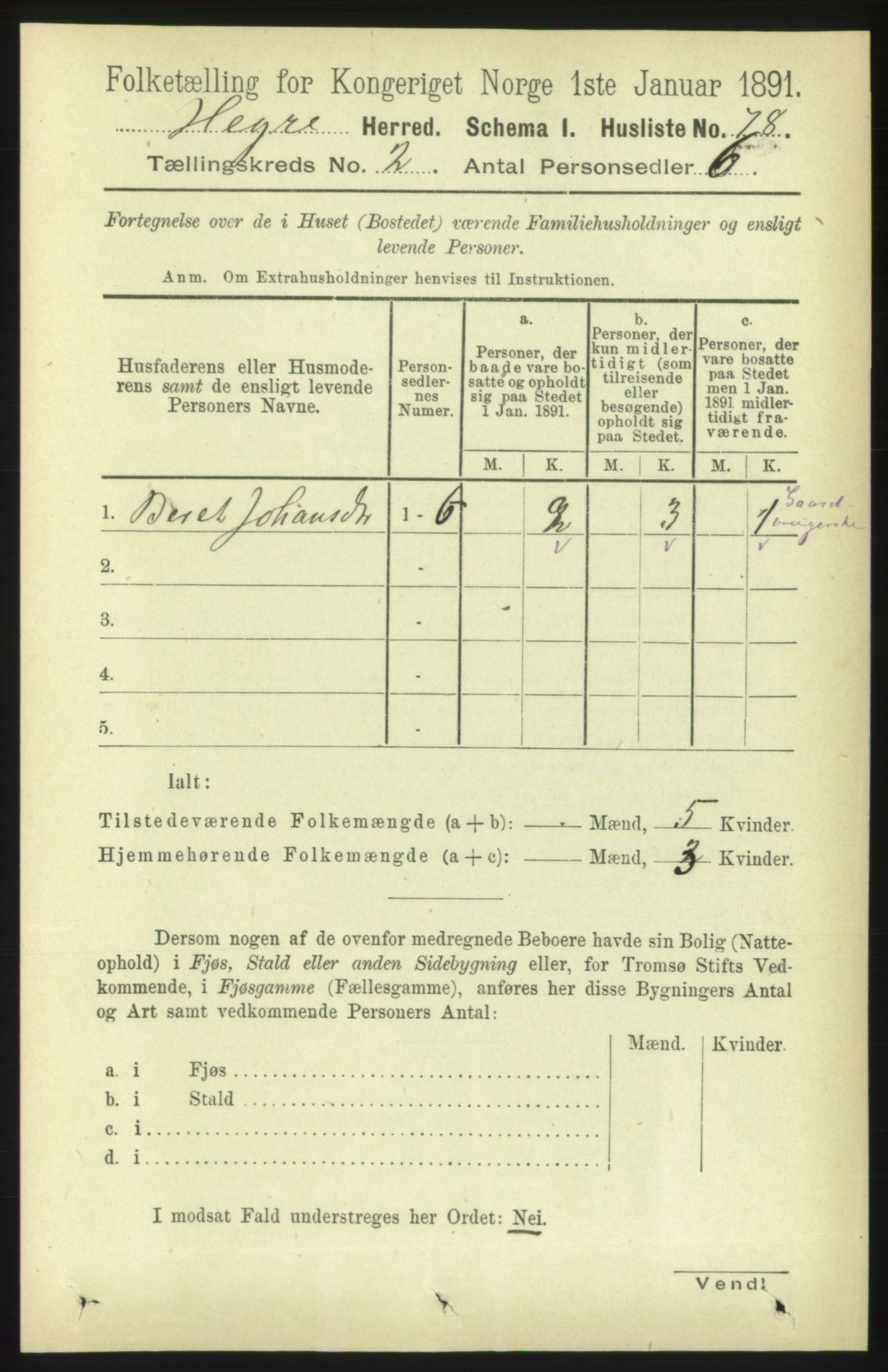 RA, 1891 census for 1712 Hegra, 1891, p. 501