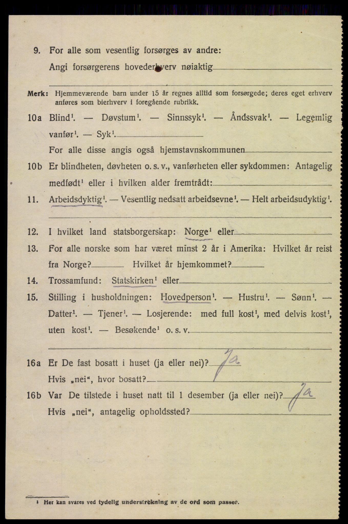 SAK, 1920 census for Vegårshei, 1920, p. 3423