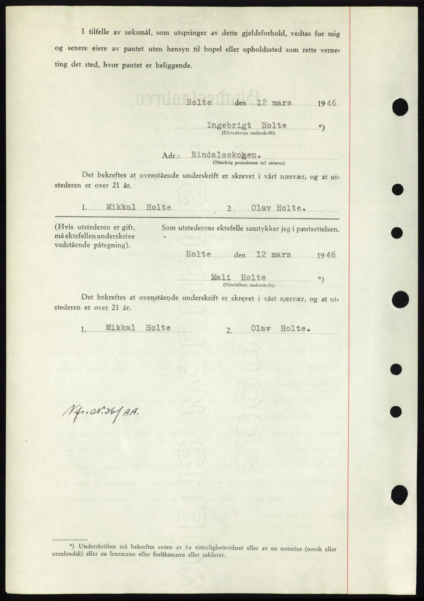 Nordmøre sorenskriveri, AV/SAT-A-4132/1/2/2Ca: Mortgage book no. B93b, 1946-1946, Diary no: : 526/1946