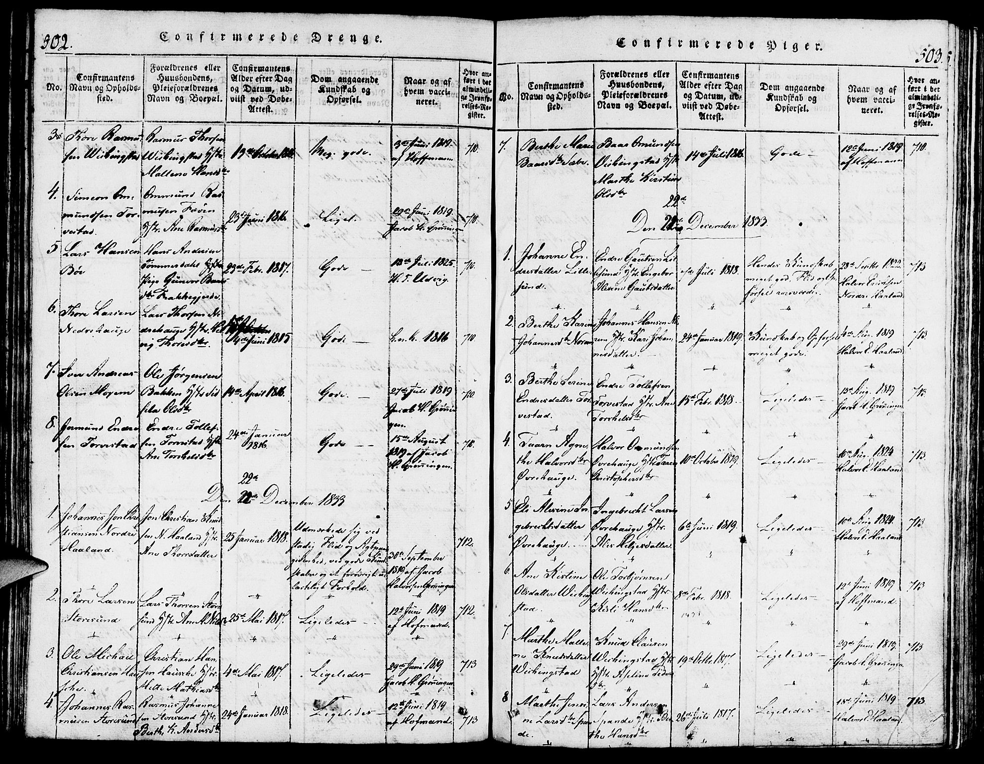 Torvastad sokneprestkontor, AV/SAST-A -101857/H/Ha/Haa/L0004: Parish register (official) no. A 3 /1, 1817-1836, p. 502-503