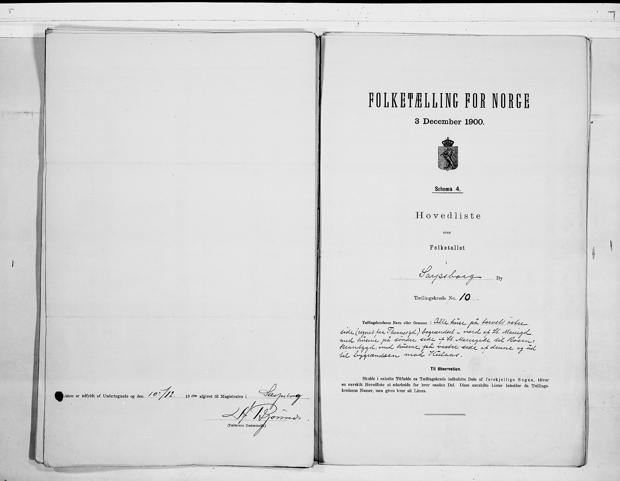 SAO, 1900 census for Sarpsborg, 1900, p. 22