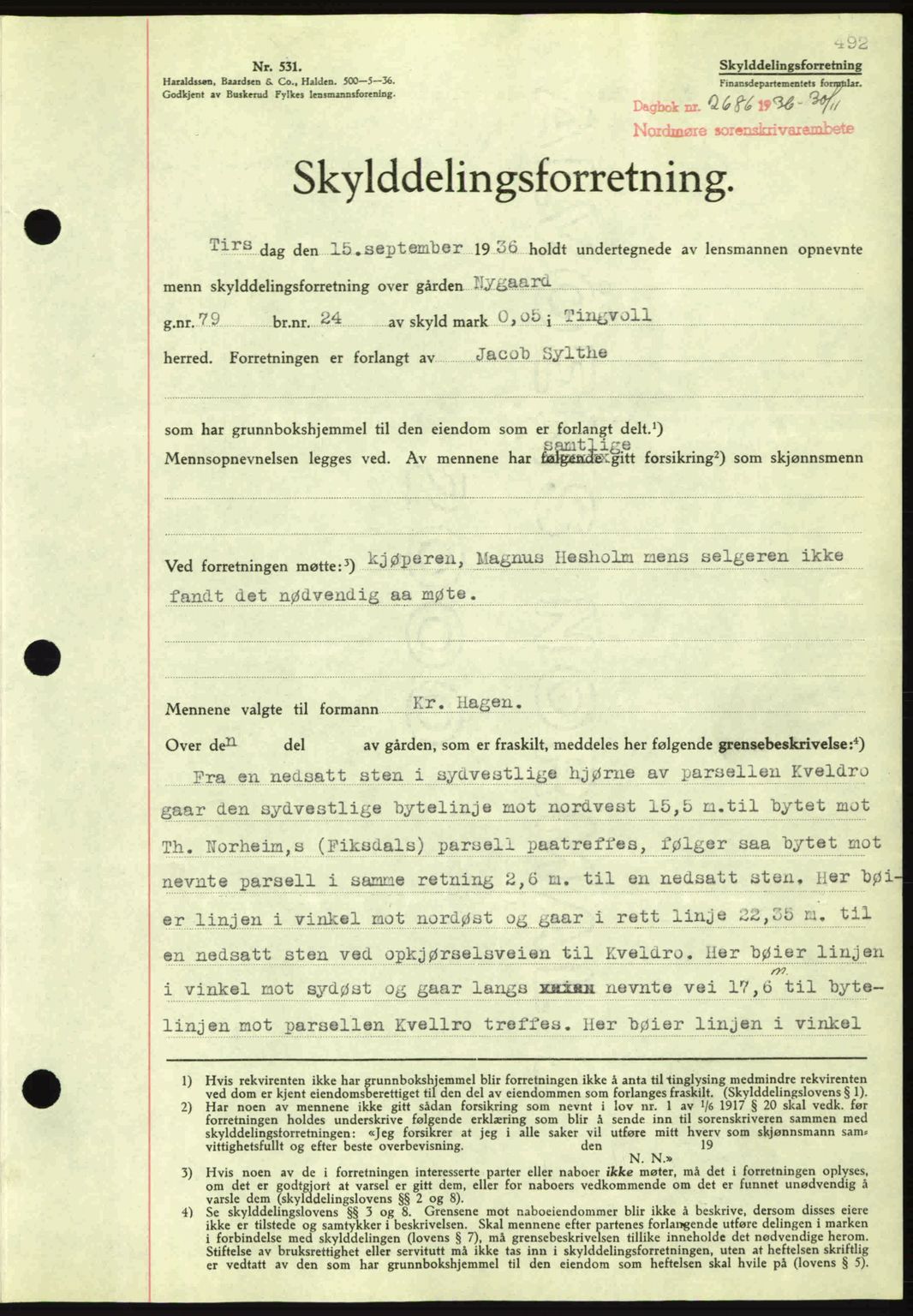 Nordmøre sorenskriveri, AV/SAT-A-4132/1/2/2Ca: Mortgage book no. A80, 1936-1937, Diary no: : 2686/1936