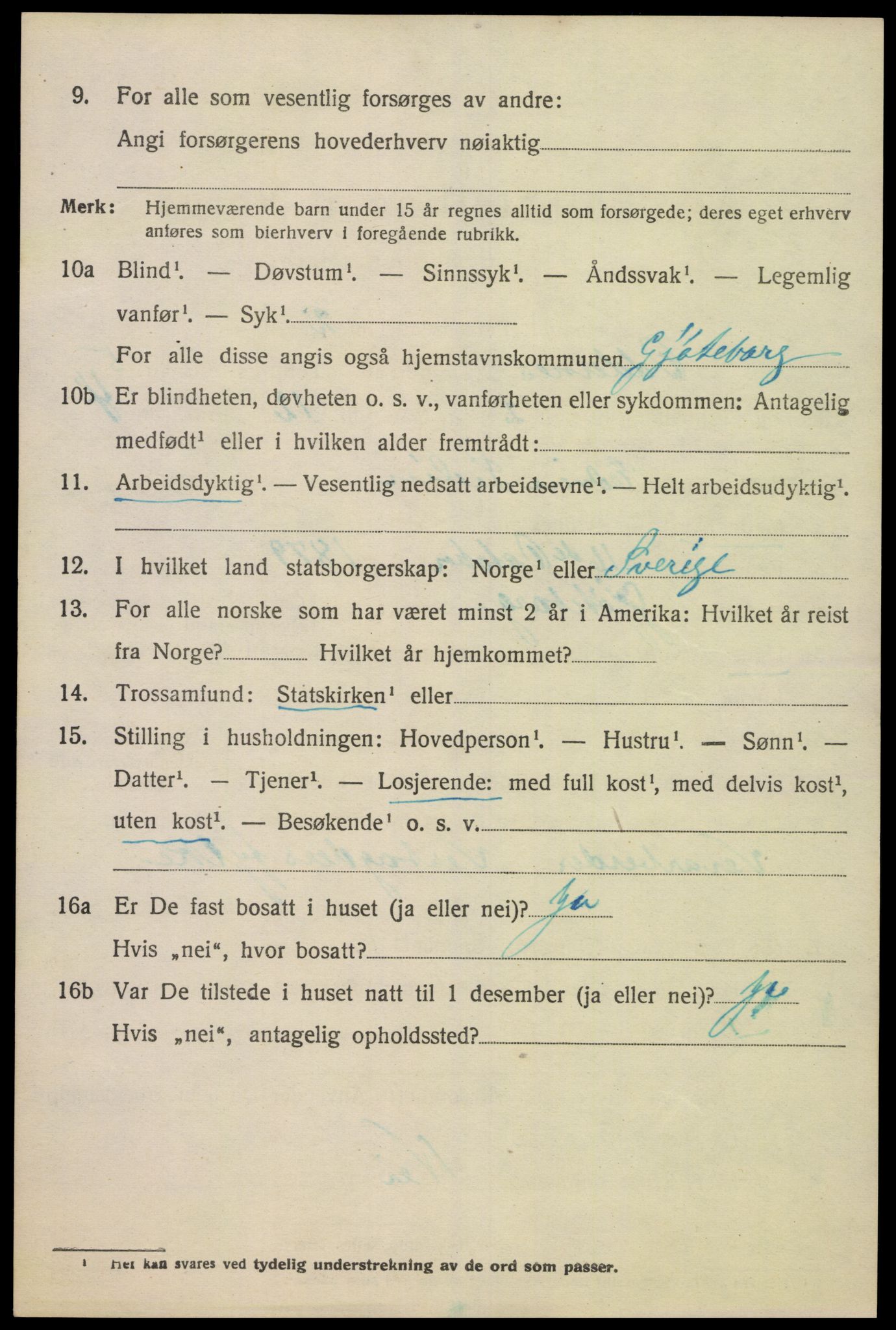 SAK, 1920 census for Oddernes, 1920, p. 4446