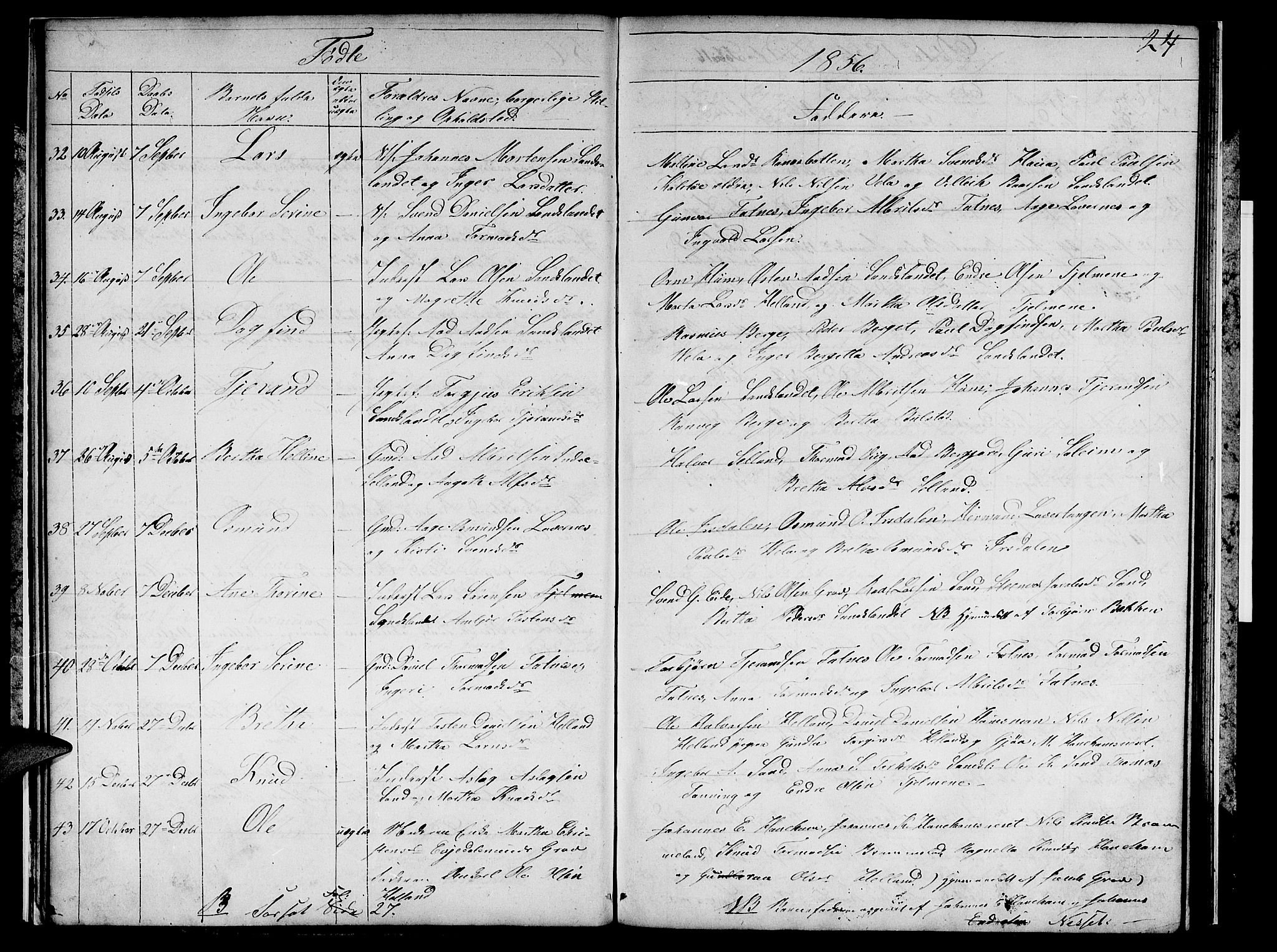 Sand sokneprestkontor, AV/SAST-A-101848/01/IV/L0002: Parish register (copy) no. B 2, 1852-1871, p. 24