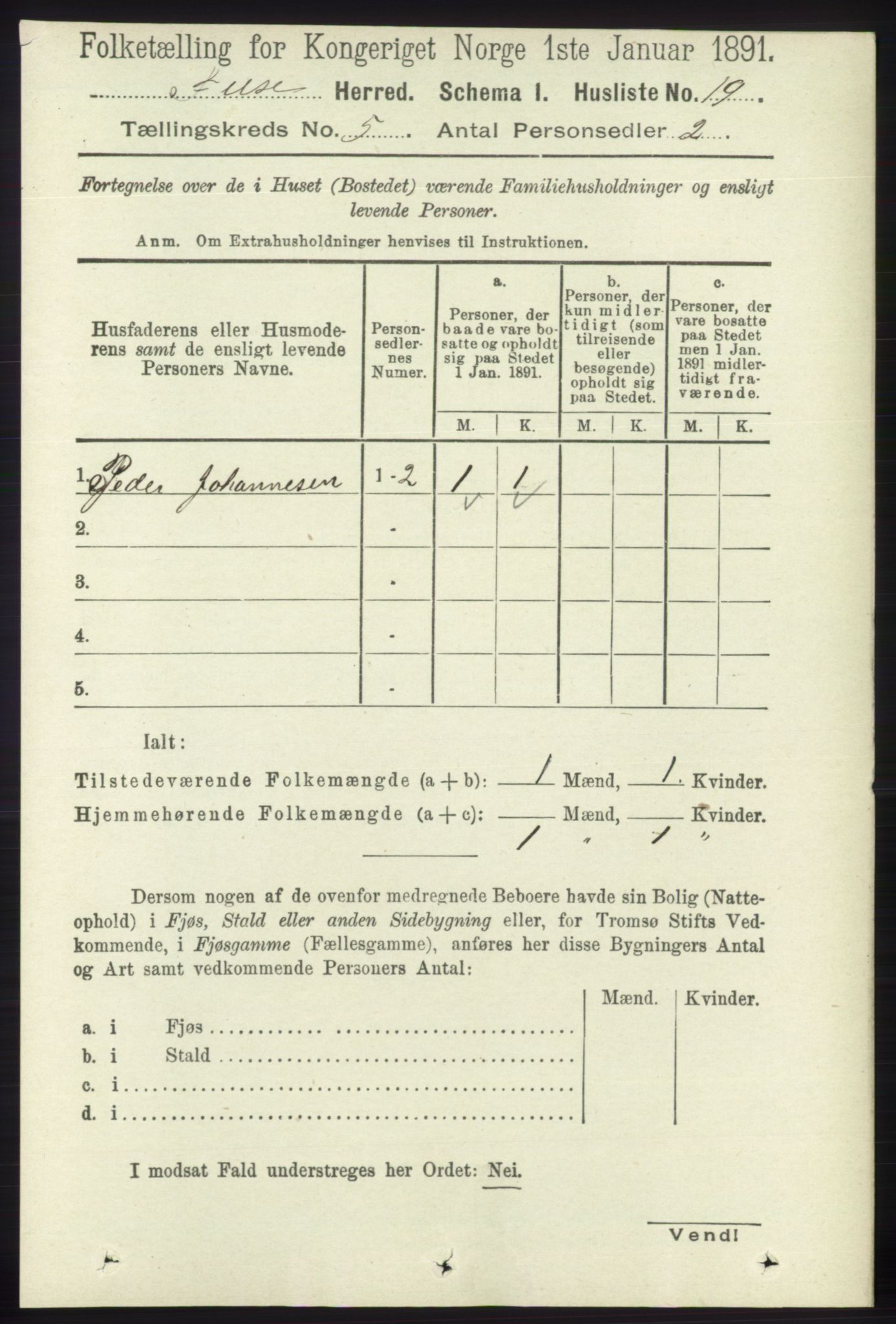 RA, 1891 census for 1241 Fusa, 1891, p. 878