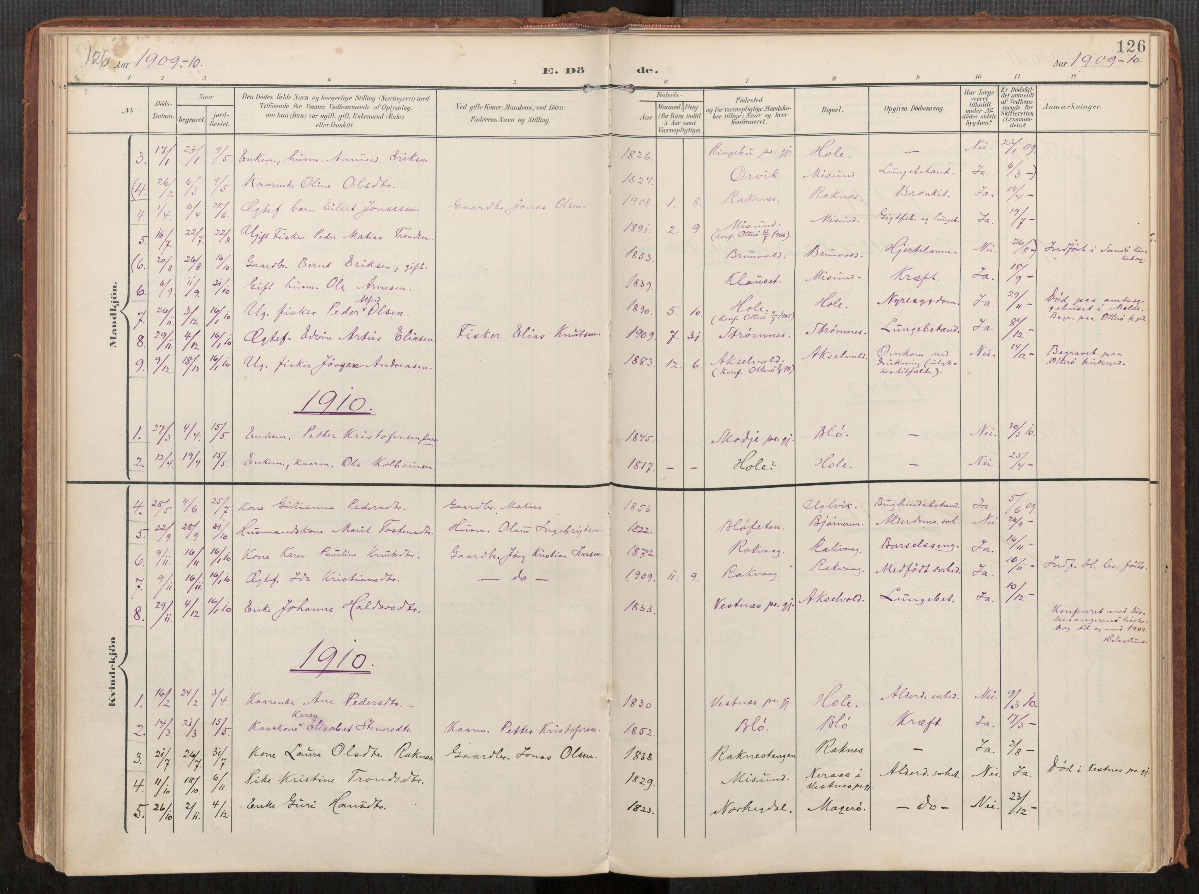 Ministerialprotokoller, klokkerbøker og fødselsregistre - Møre og Romsdal, AV/SAT-A-1454/563/L0740: Parish register (official) no. 563A02, 1903-1923, p. 126