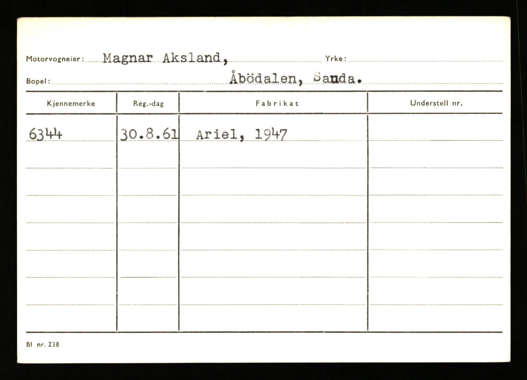 Stavanger trafikkstasjon, AV/SAST-A-101942/0/G/L0002: Registreringsnummer: 5791 - 10405, 1930-1971, p. 237