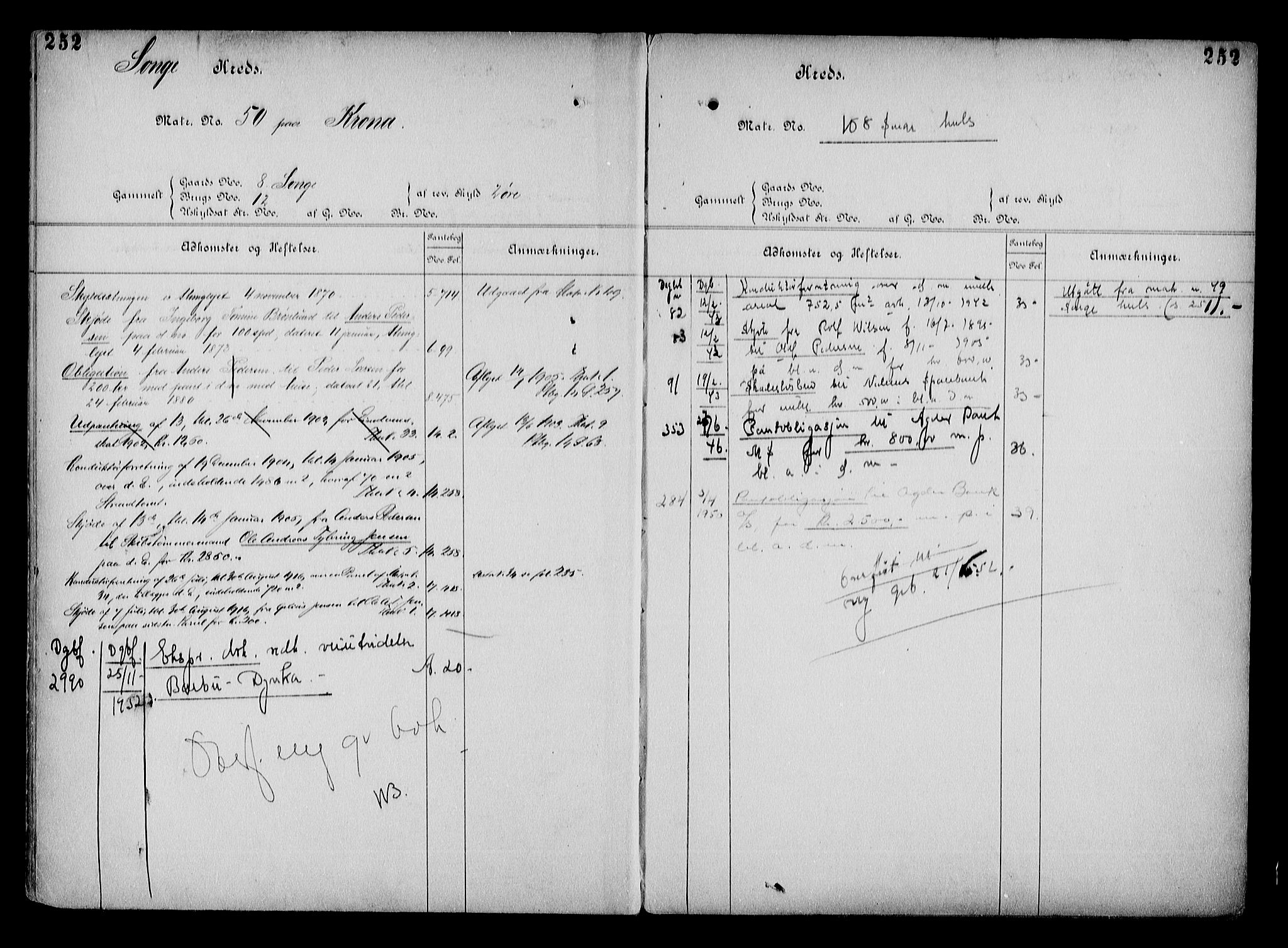 Arendal byfogd, AV/SAK-1222-0001/G/Ga/L0015: Mortgage register no. 13, 1860-1960, p. 252