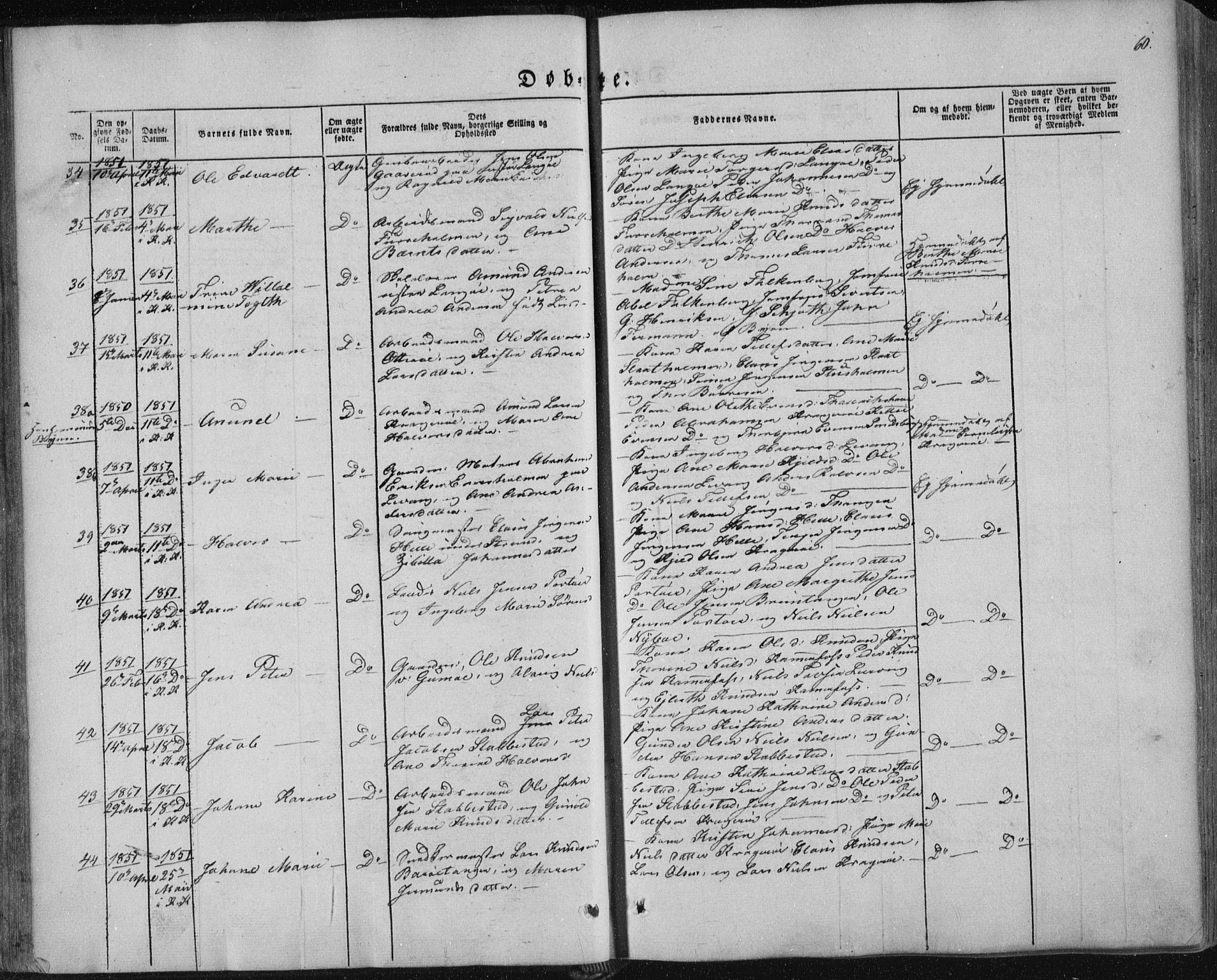 Sannidal kirkebøker, AV/SAKO-A-296/F/Fa/L0008: Parish register (official) no. 8, 1847-1862, p. 60