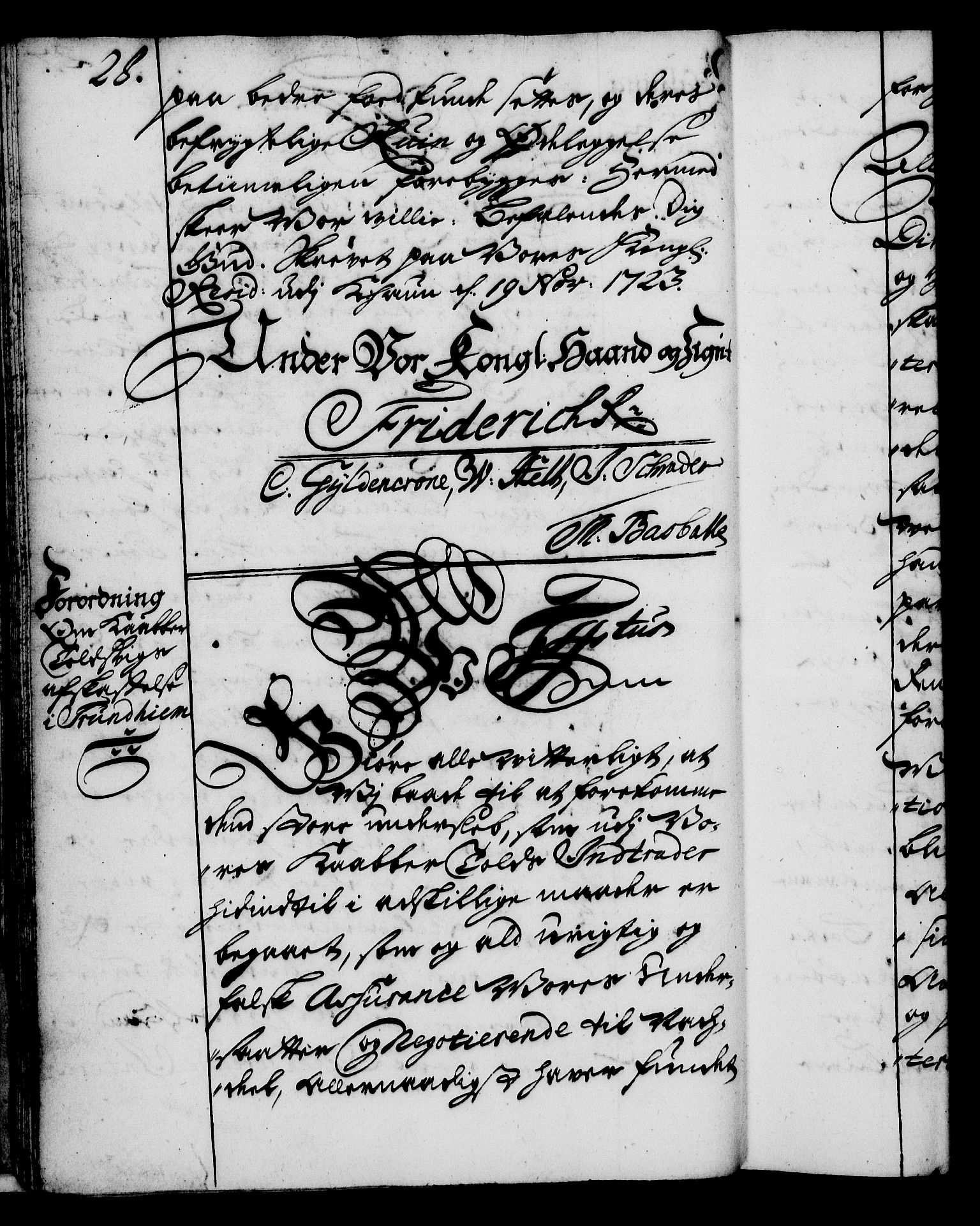 Rentekammeret, Kammerkanselliet, RA/EA-3111/G/Gg/Gga/L0002: Norsk ekspedisjonsprotokoll med register (merket RK 53.2), 1723-1727, p. 28