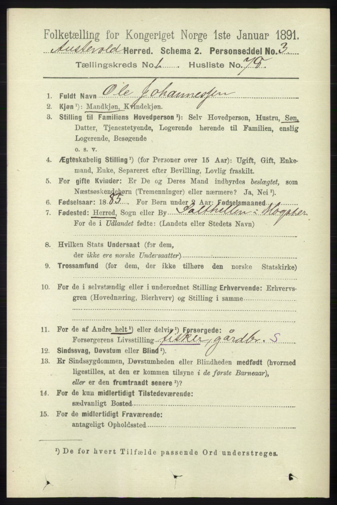 RA, 1891 census for 1244 Austevoll, 1891, p. 554