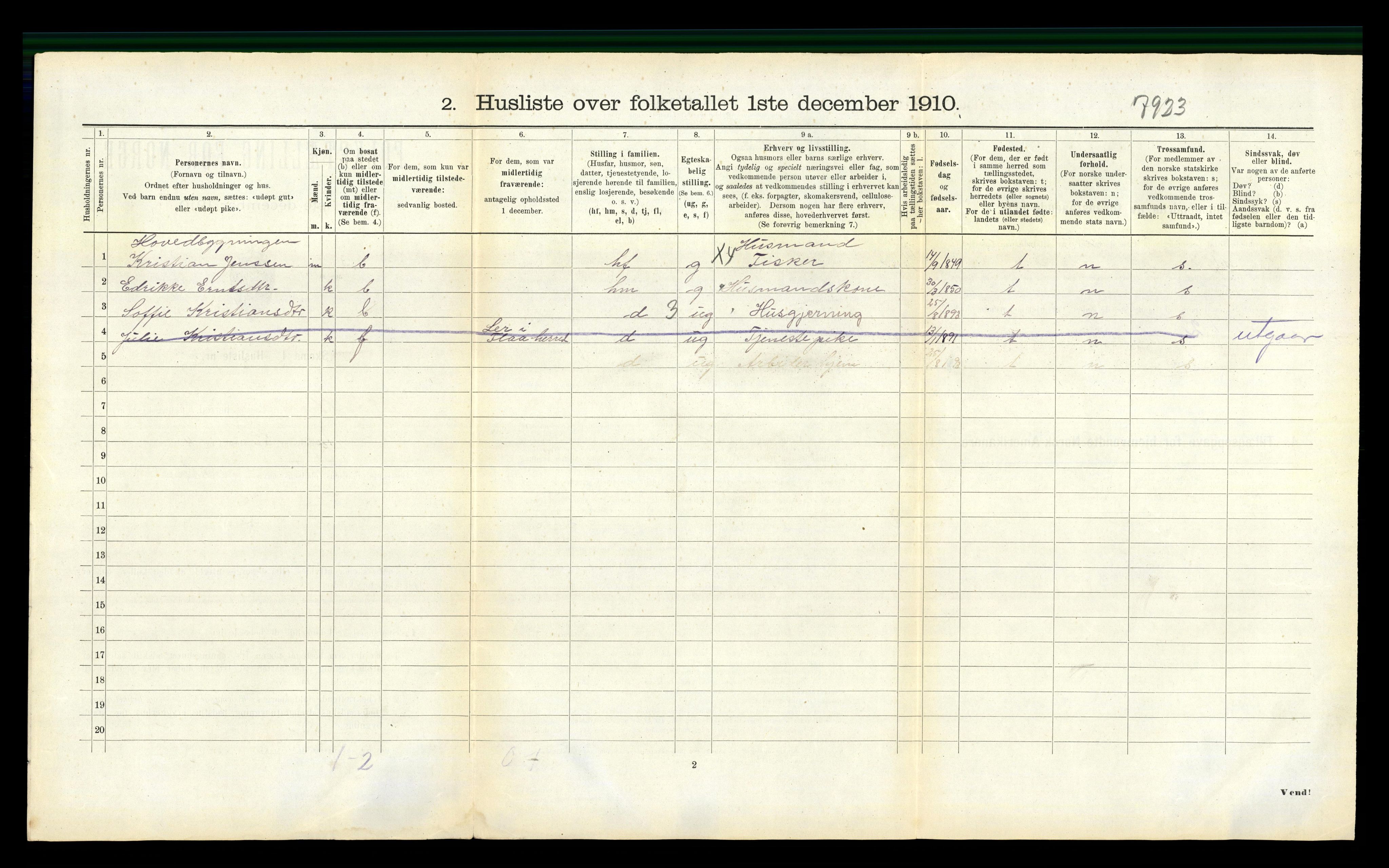 RA, 1910 census for Nord-Frøya, 1910, p. 705