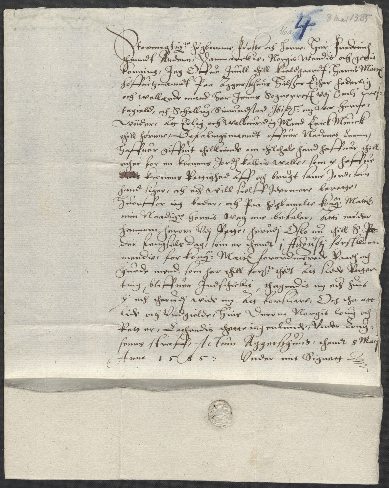 Riksarkivets diplomsamling, AV/RA-EA-5965/F02/L0087: Dokumenter, 1585-1586, p. 8