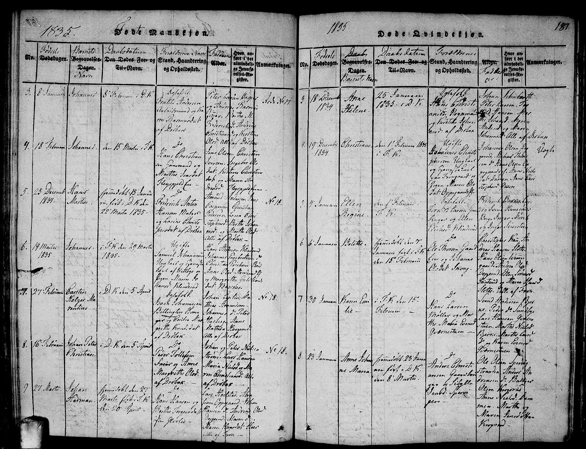 Drøbak prestekontor Kirkebøker, SAO/A-10142a/F/Fa/L0001: Parish register (official) no. I 1, 1816-1842, p. 181