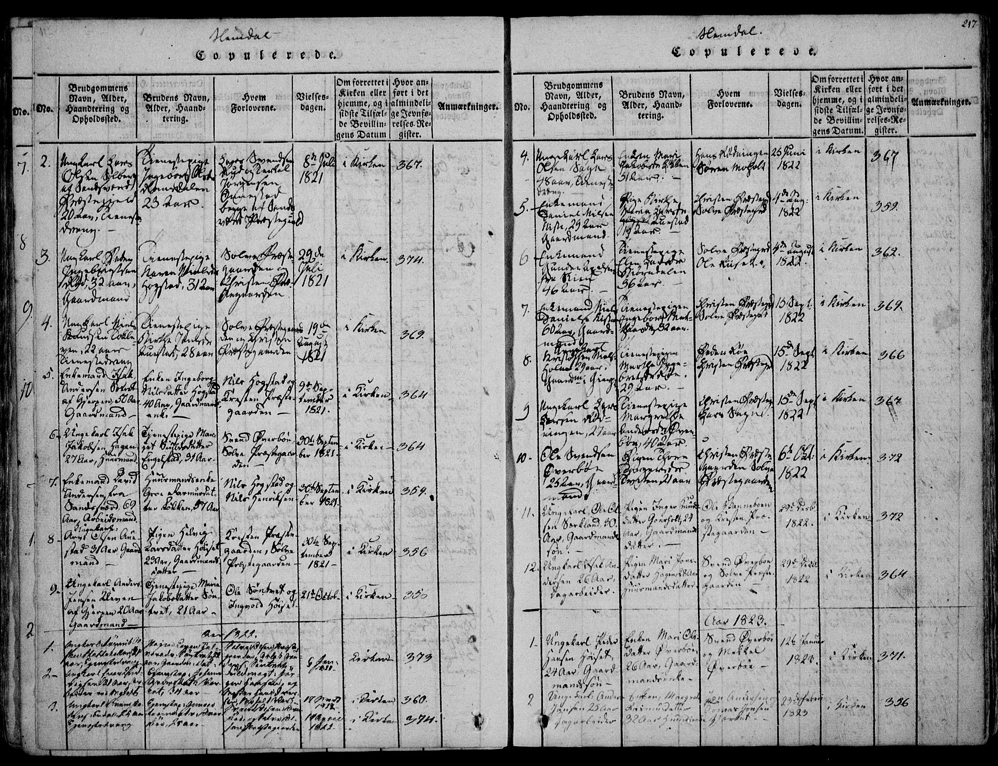 Eidanger kirkebøker, AV/SAKO-A-261/F/Fa/L0007: Parish register (official) no. 7, 1814-1831, p. 217