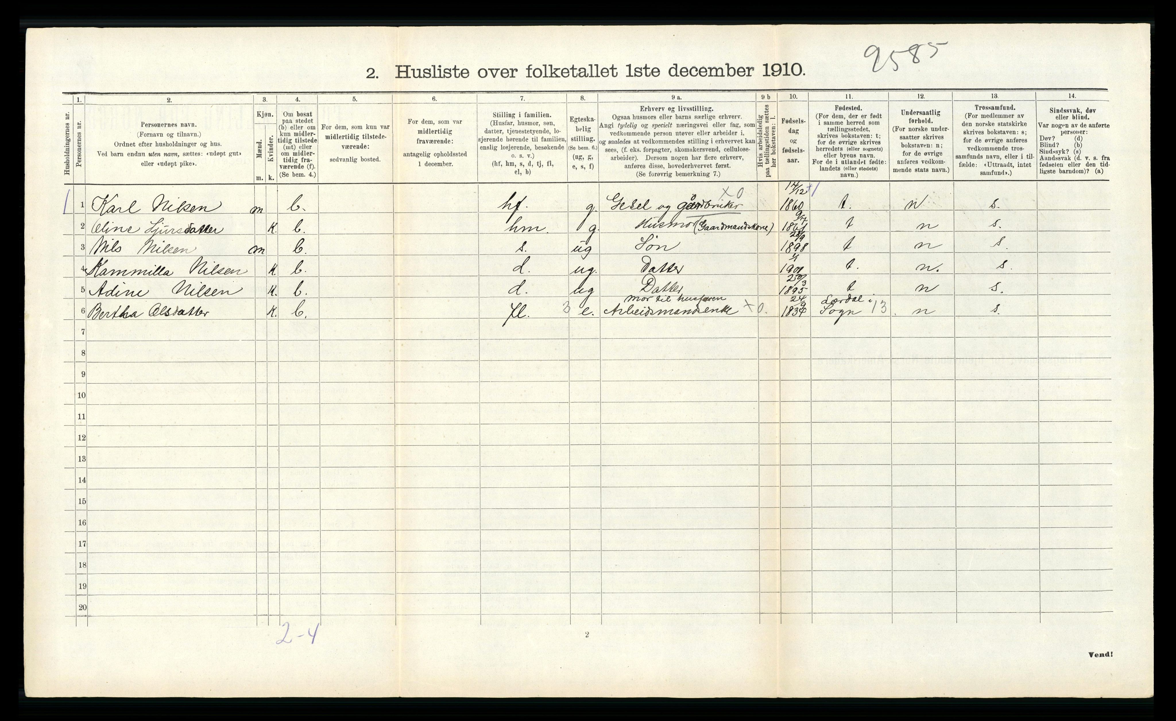 RA, 1910 census for Kinn, 1910, p. 429