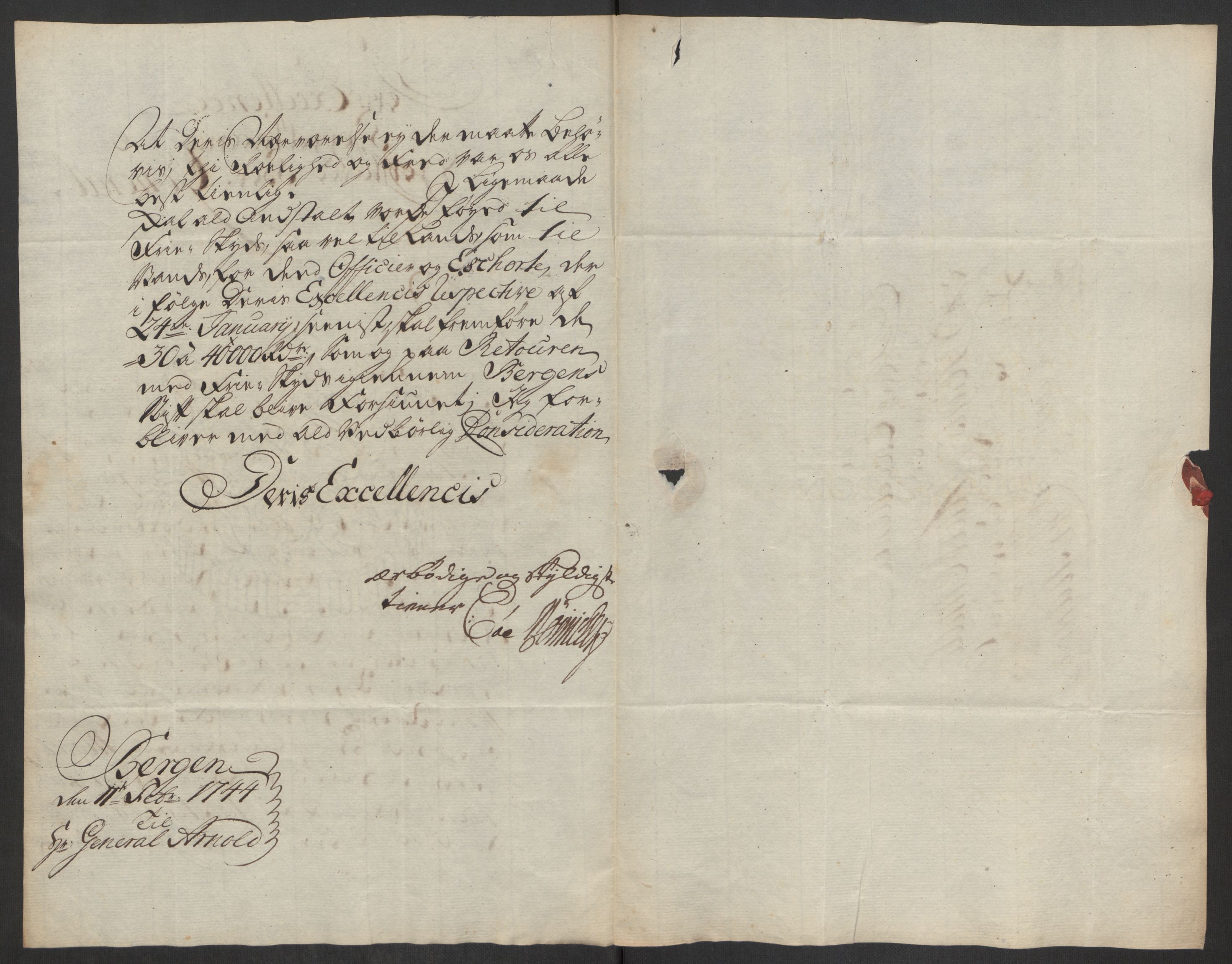 Kommanderende general (KG I) med Det norske krigsdirektorium, AV/RA-EA-5419/D/L0062: Stattholderens, stiftamtmenns og amtmenns brev, 1741-1745, p. 257