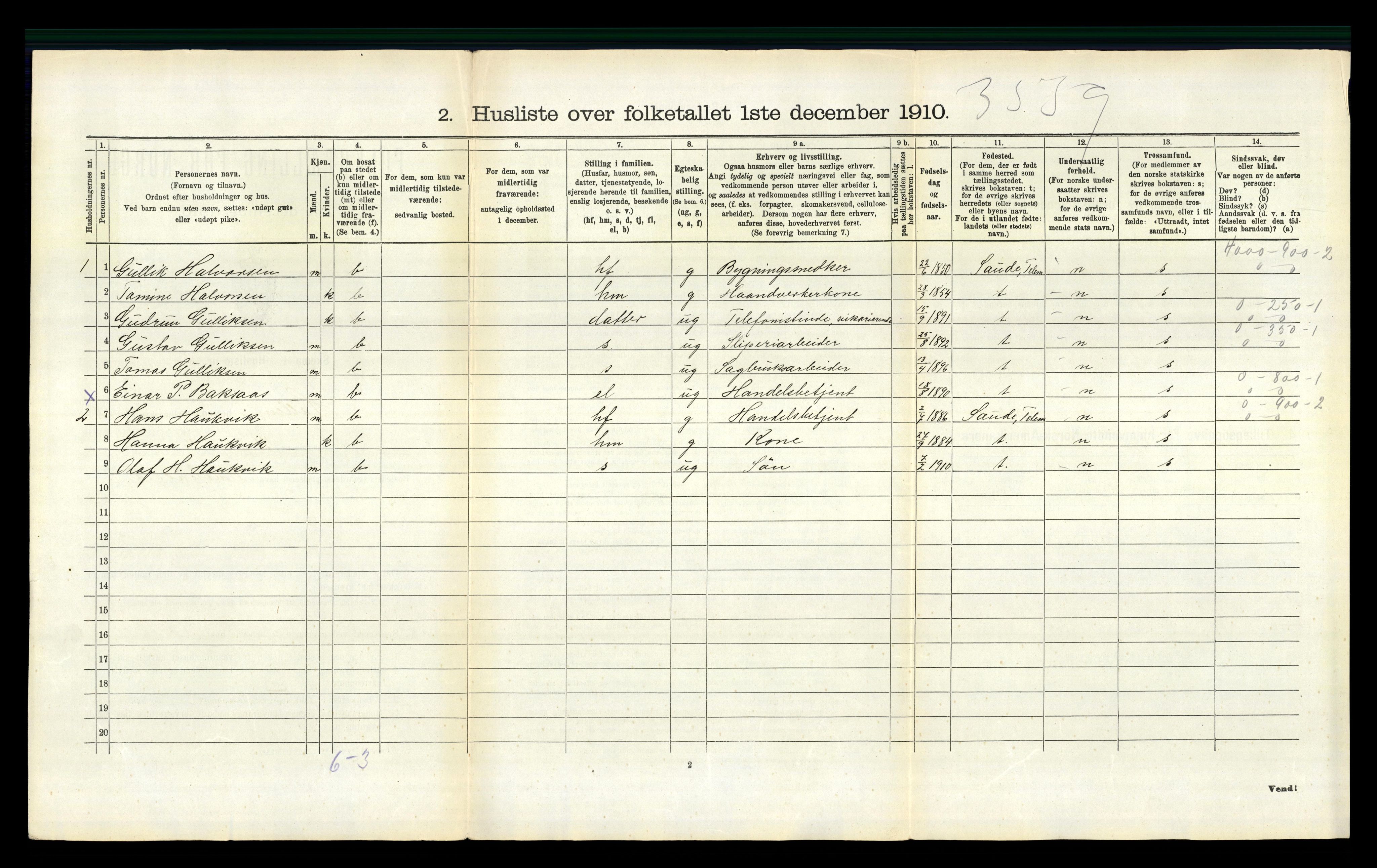 RA, 1910 census for Holla, 1910, p. 1066