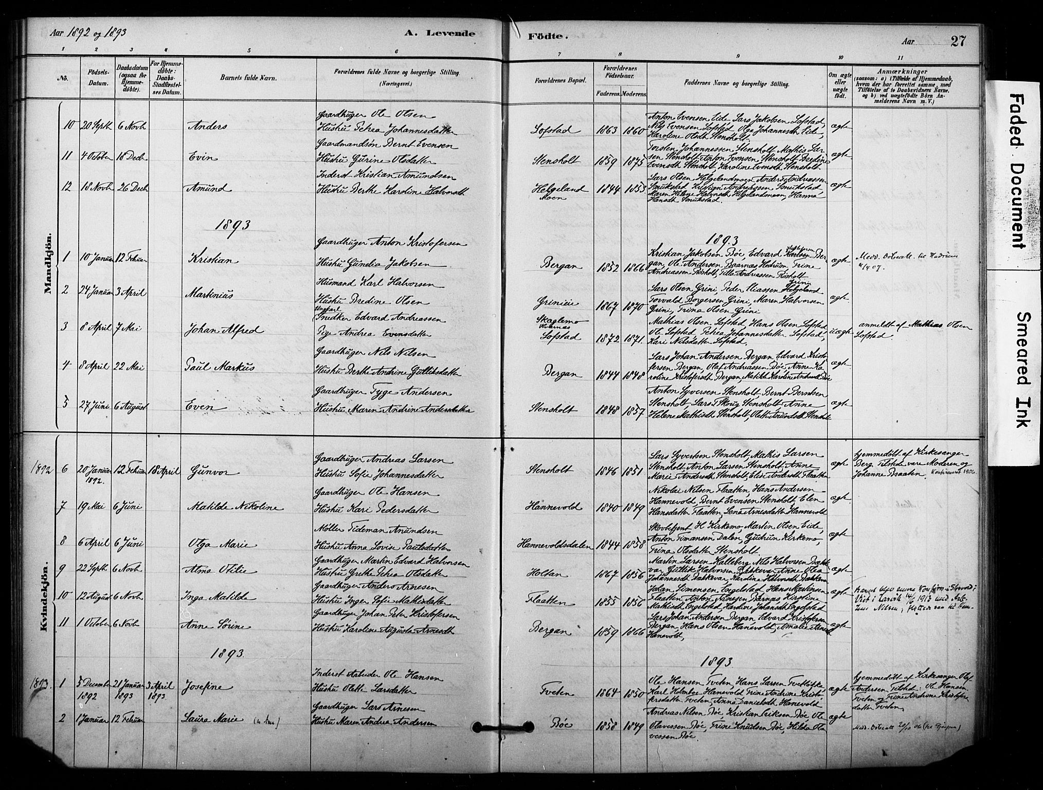 Lardal kirkebøker, AV/SAKO-A-350/F/Fd/L0001: Parish register (official) no. IV 1, 1881-1907, p. 27