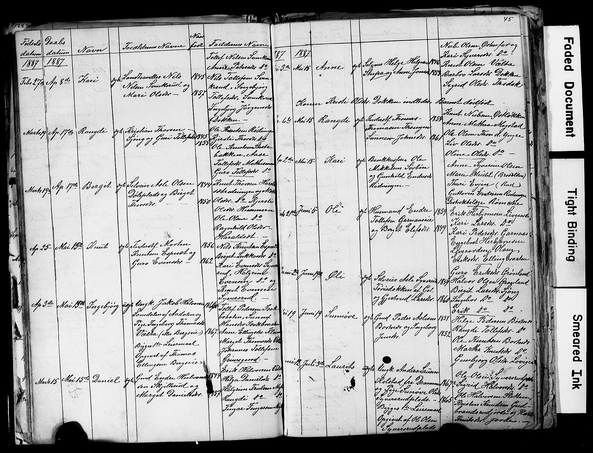 Nes kirkebøker, AV/SAKO-A-236/G/Ga/L0002: Parish register (copy) no. I 2, 1872-1912, p. 45