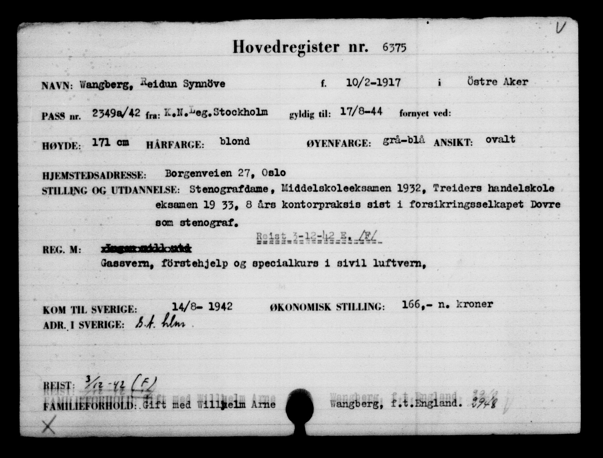 Utenriksstasjonene, Legasjonen i Stockholm, Flyktningkontoret, AV/RA-S-6753/V/Va/L0004: Kjesäterkartoteket, flyktninger med registreringsnr. 3496-6610, 1940-1945, p. 3406