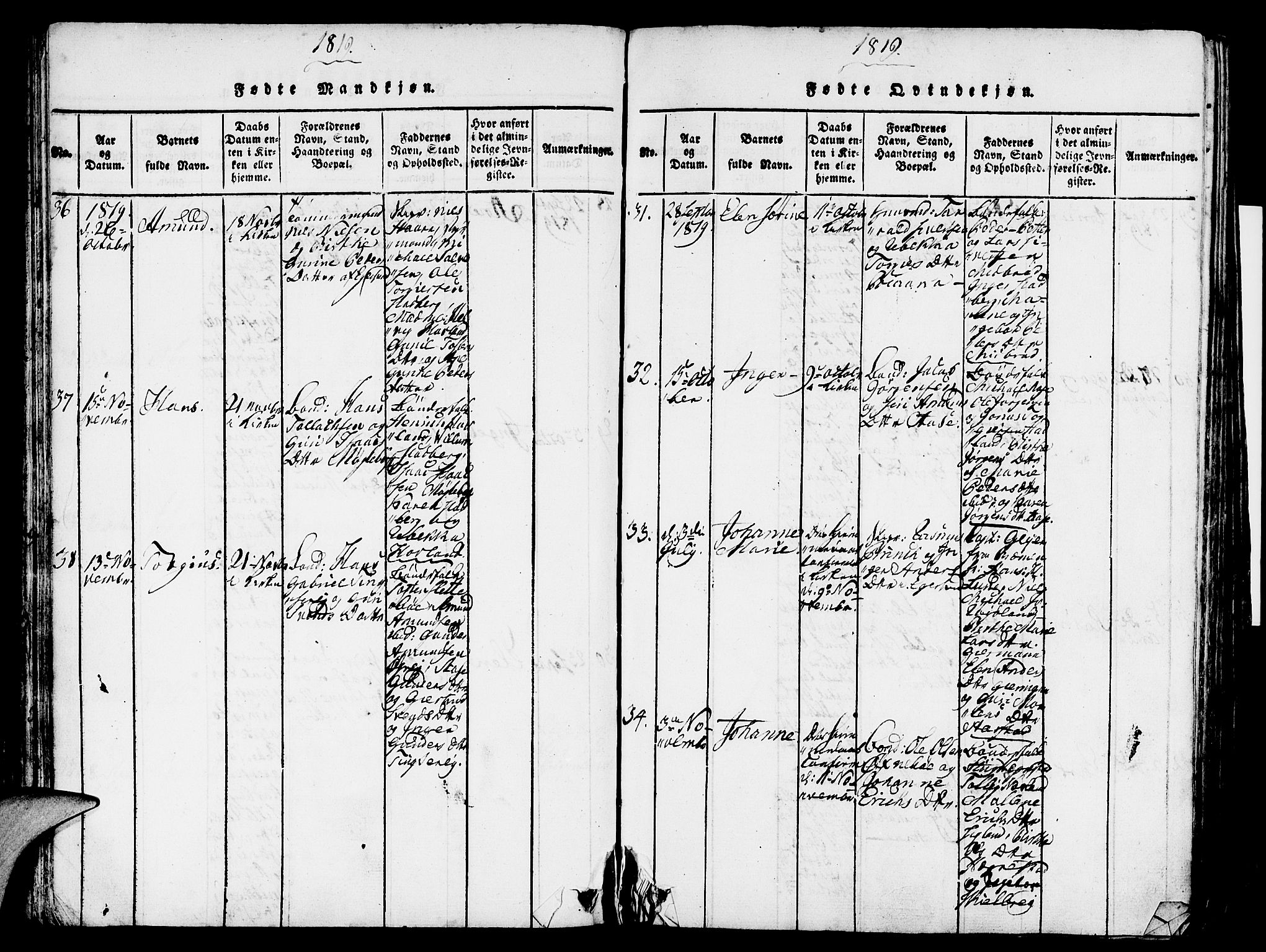 Eigersund sokneprestkontor, AV/SAST-A-101807/001/30/30BA/L0007: Parish register (official) no. A 7, 1815-1827