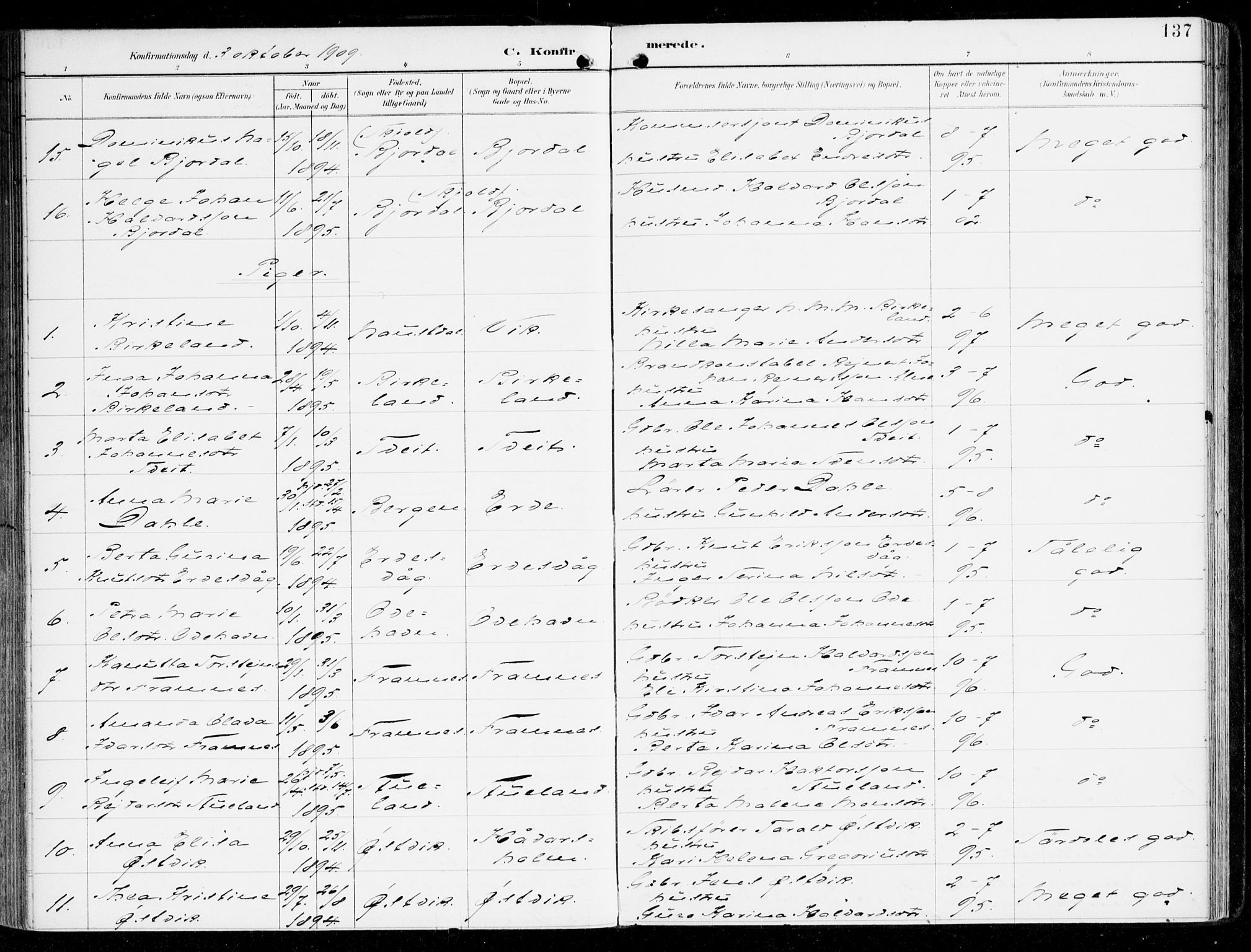 Sveio Sokneprestembete, AV/SAB-A-78501/H/Haa: Parish register (official) no. D 2, 1894-1916, p. 137