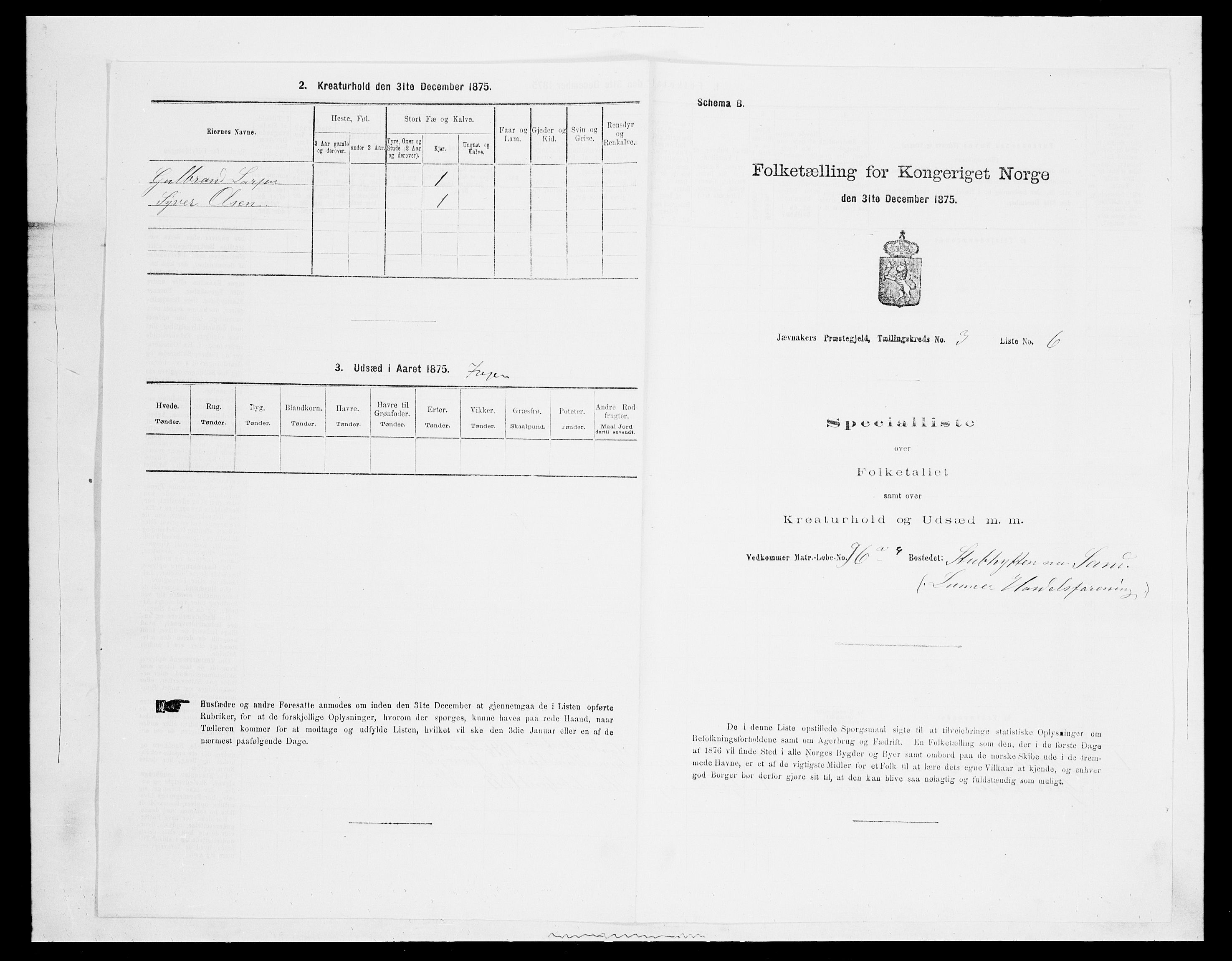 SAH, 1875 census for 0532P Jevnaker, 1875, p. 435