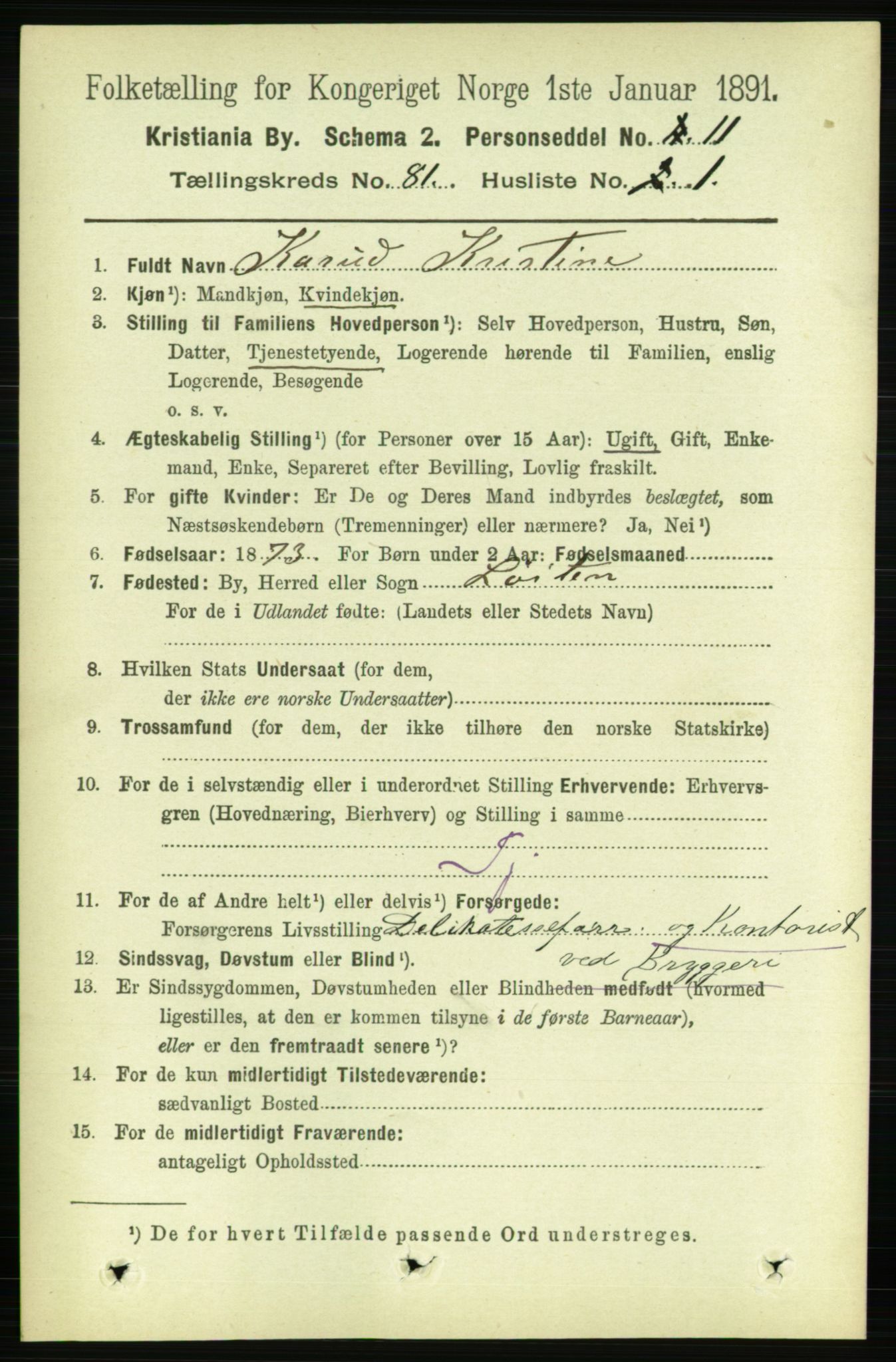 RA, 1891 census for 0301 Kristiania, 1891, p. 41535