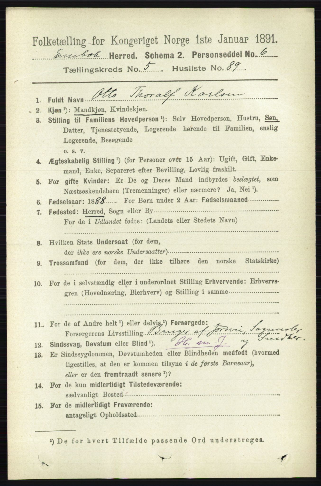 RA, 1891 census for 0229 Enebakk, 1891, p. 2532