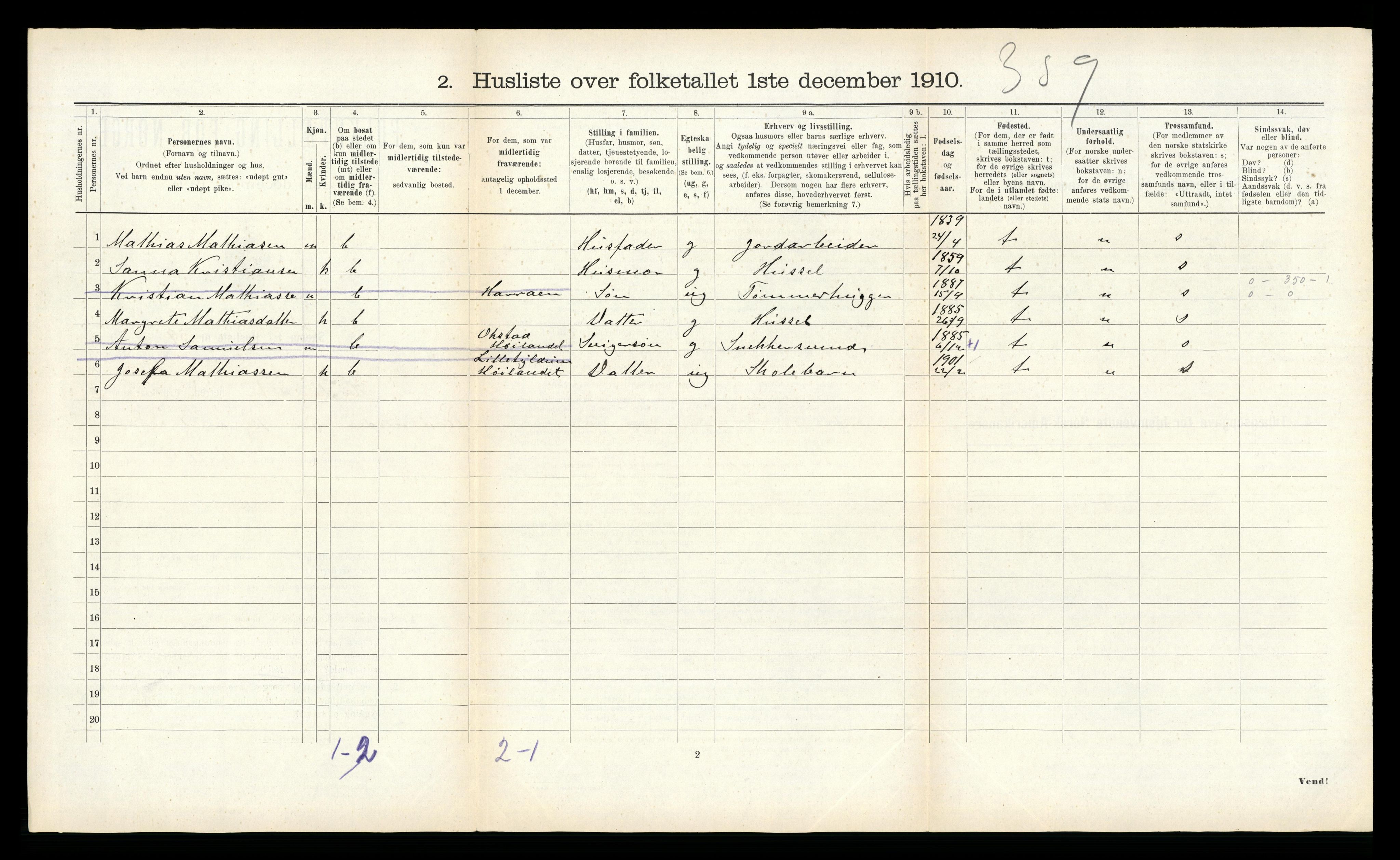 RA, 1910 census for Høylandet, 1910, p. 157