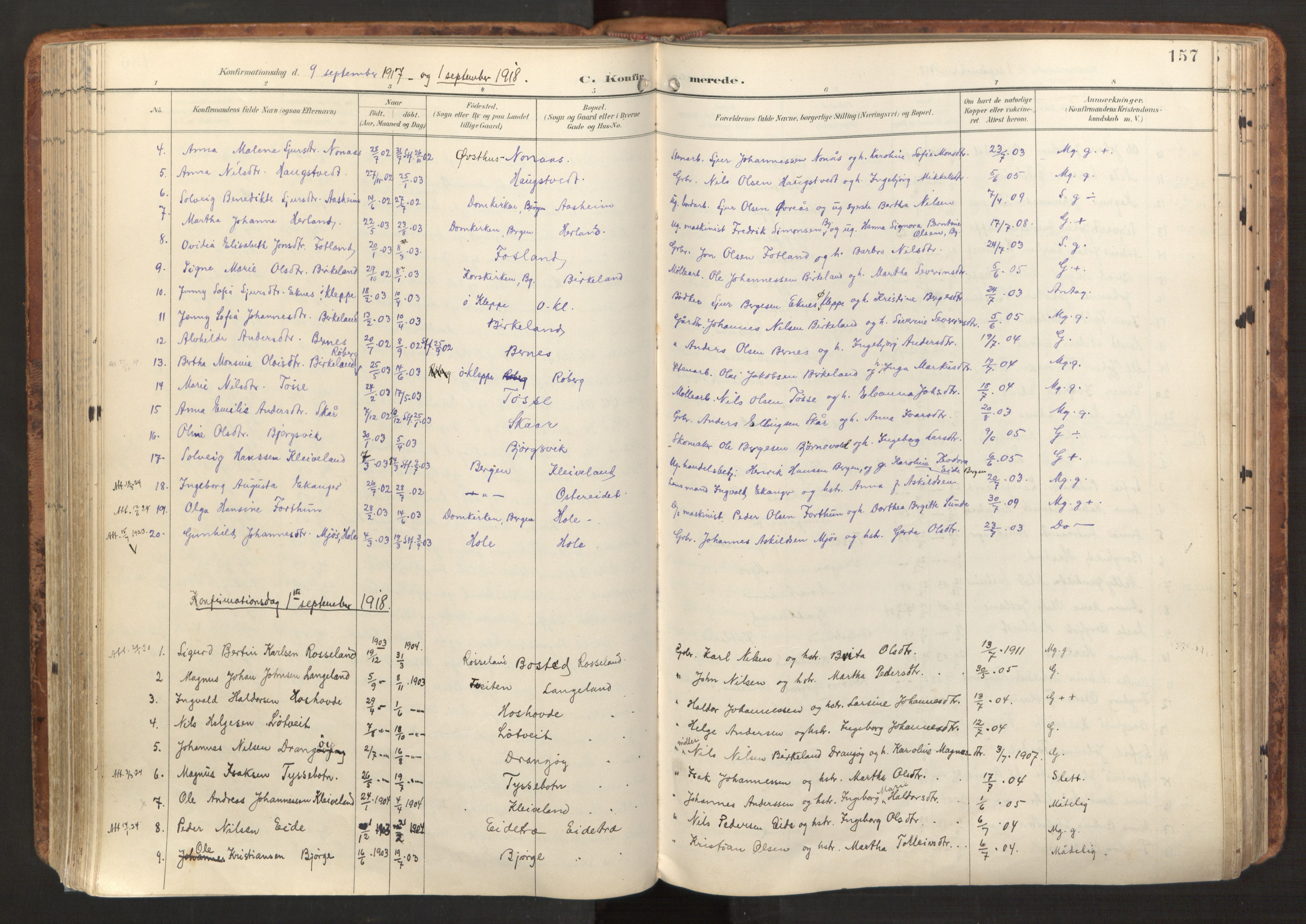Hosanger sokneprestembete, AV/SAB-A-75801/H/Haa: Parish register (official) no. B 2, 1897-1923, p. 157
