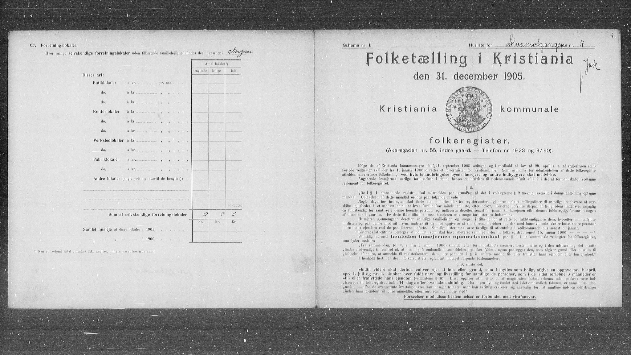 OBA, Municipal Census 1905 for Kristiania, 1905, p. 50296