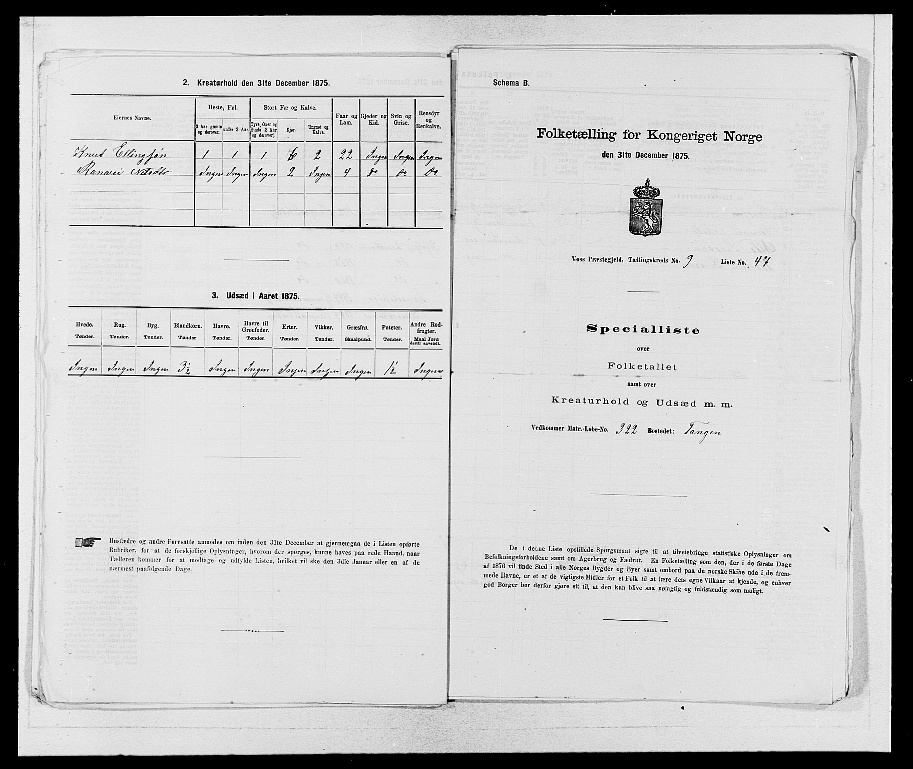 SAB, 1875 census for 1235P Voss, 1875, p. 1139