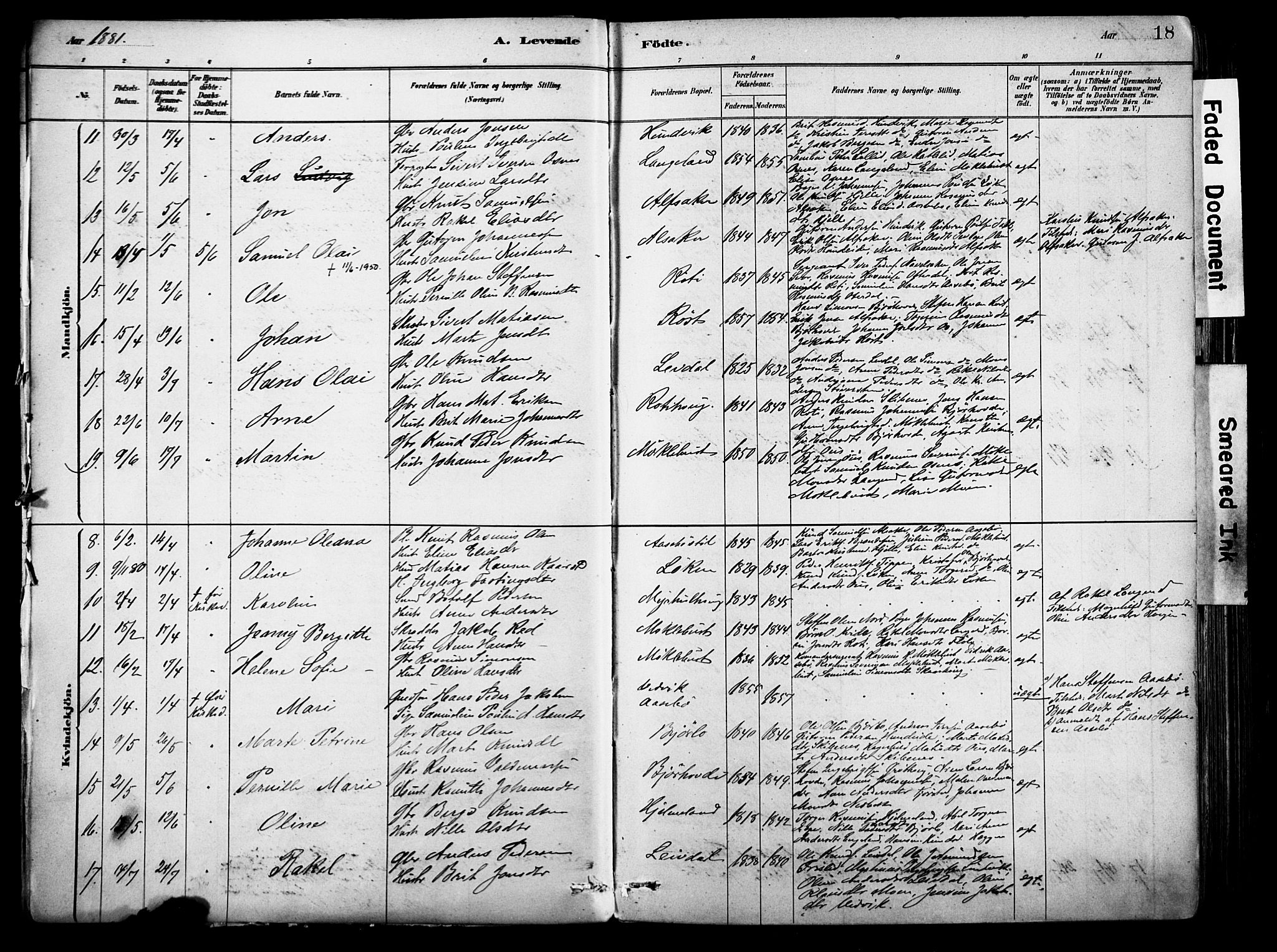 Eid sokneprestembete, AV/SAB-A-82301/H/Haa/Haab/L0001: Parish register (official) no. B 1, 1879-1906, p. 18