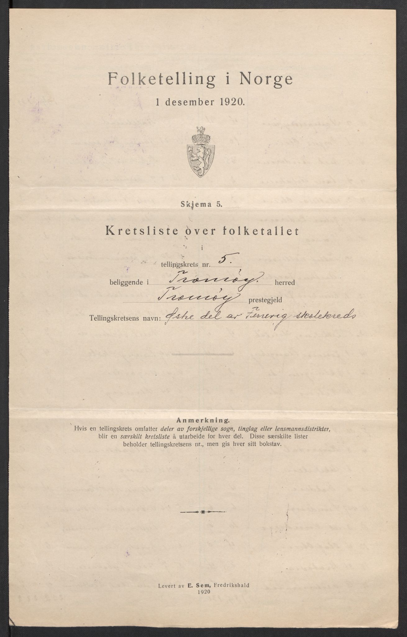 SAK, 1920 census for Tromøy, 1920, p. 18