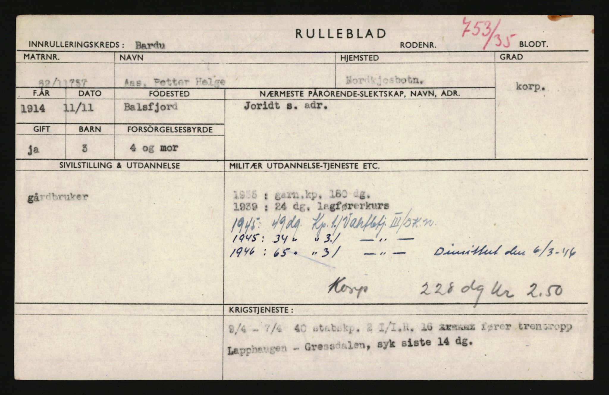 Forsvaret, Troms infanteriregiment nr. 16, AV/RA-RAFA-3146/P/Pa/L0019: Rulleblad for regimentets menige mannskaper, årsklasse 1935, 1935, p. 1301